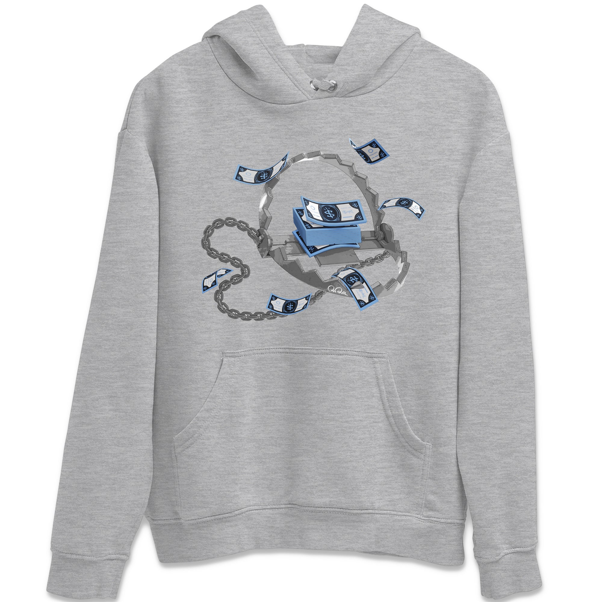 Air Jordan 1 Retro High OG UNC Toe Shirt to match Jordans Trap Money Streetwear Sneaker Shirt AJ1 UNC Toe Drip Gear Zone Sneaker Matching Clothing Crew Neck T-Shirts Heather Grey 2