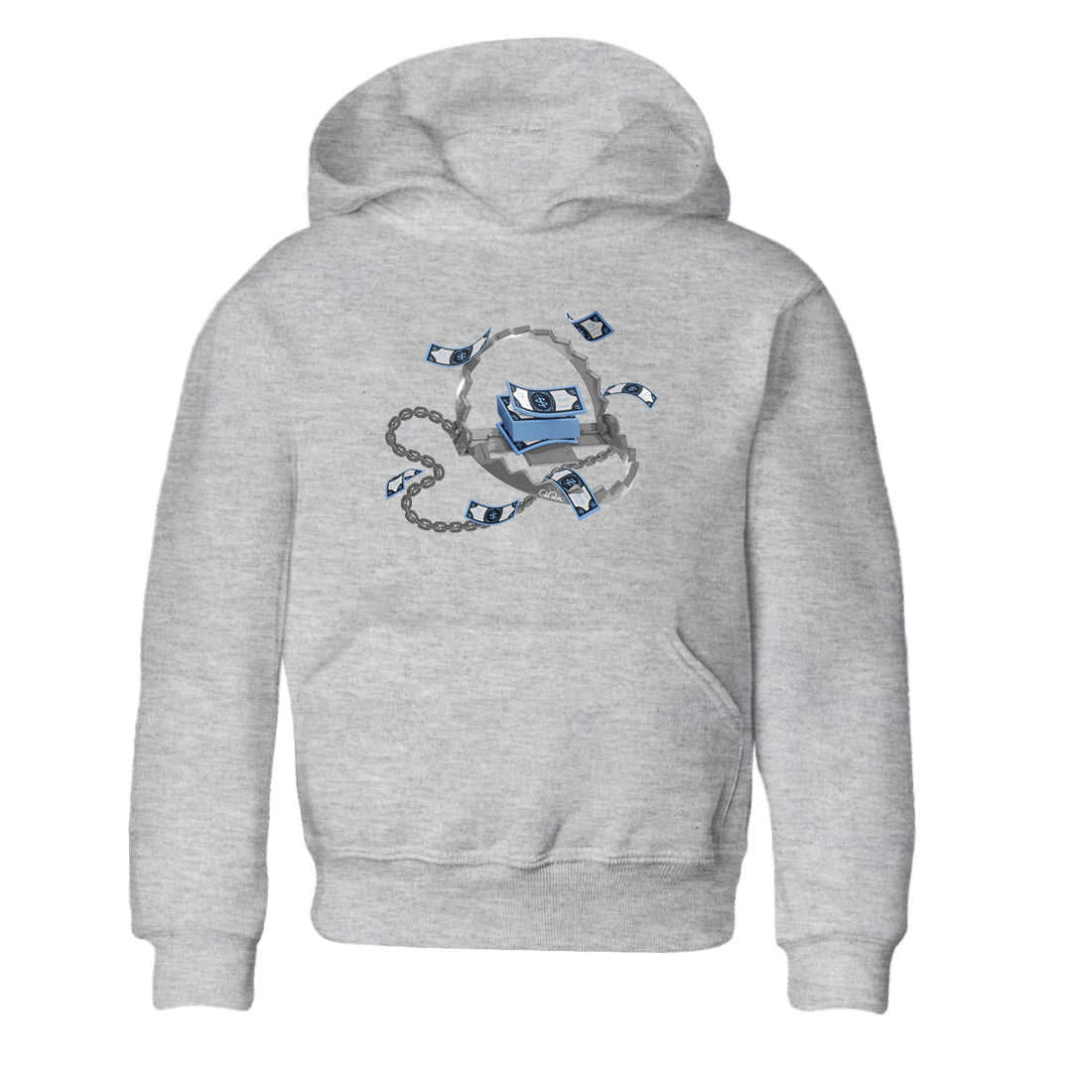 Air Jordan 1 Retro High OG UNC Toe Shirt to match Jordans Trap Money Streetwear Sneaker Shirt AJ1 UNC Toe Drip Gear Zone Sneaker Matching Clothing Kids and Baby Tees Heather Grey 2