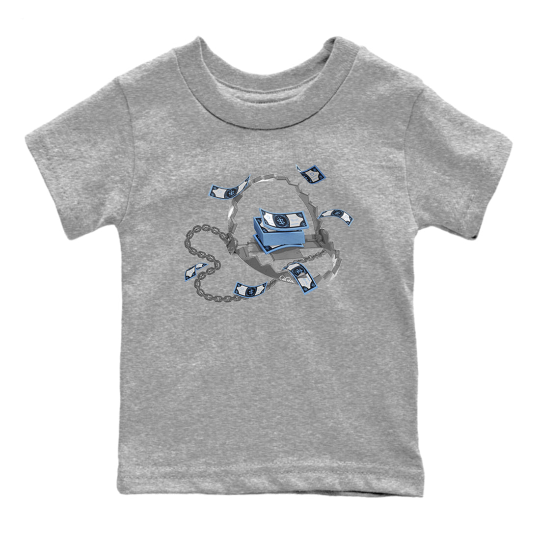 Air Jordan 1 Retro High OG UNC Toe Shirt to match Jordans Trap Money Streetwear Sneaker Shirt AJ1 UNC Toe Drip Gear Zone Sneaker Matching Clothing Kids and Baby Tees Heather Grey 2