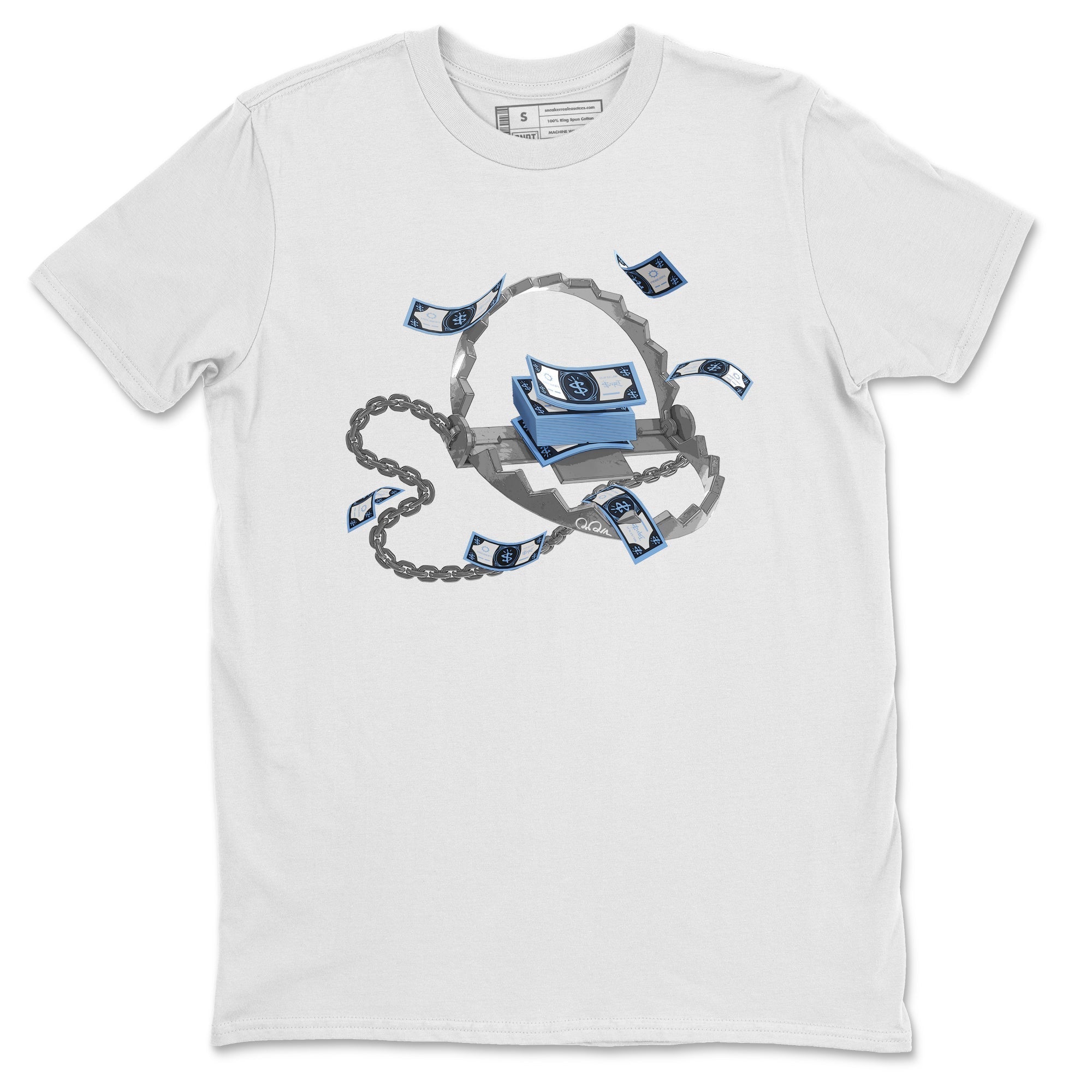 Air Jordan 1 Retro High OG UNC Toe Shirt to match Jordans Trap Money Streetwear Sneaker Shirt AJ1 UNC Toe Drip Gear Zone Sneaker Matching Clothing Crew Neck T-Shirts White 2