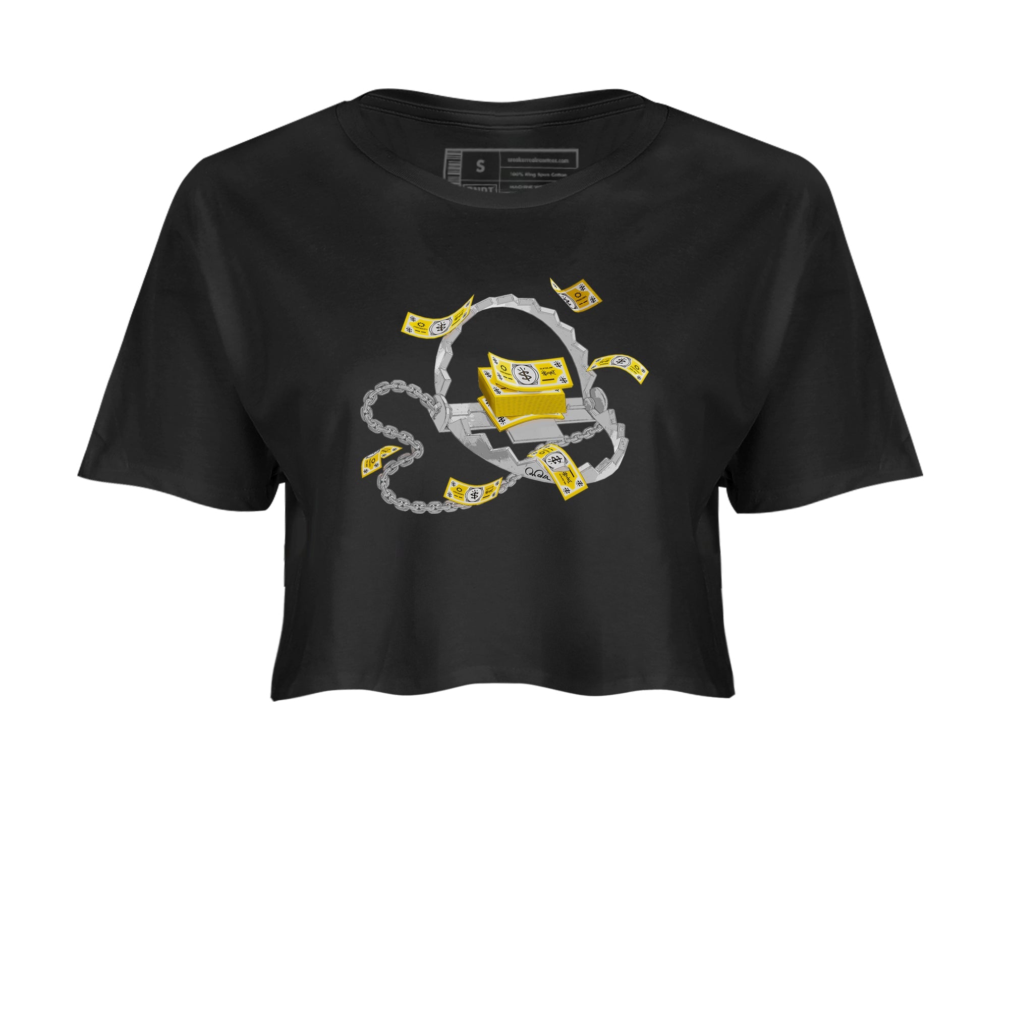 Air Jordan 1 Yellow Ochre shirt to match jordans Trap Money sneaker tees AJ1 Yellow Ochre Drip Gear Zone Black 2 crop length shirt