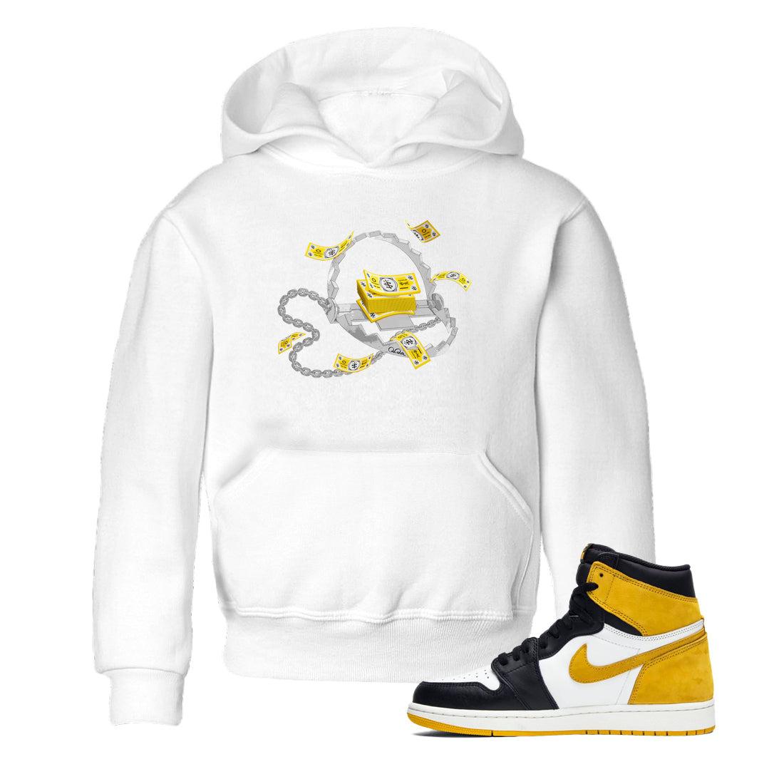 Air Jordan 1 Yellow Ochre shirt to match jordans Trap Money sneaker tees AJ1 Yellow Ochre Drip Gear Zone baby toddler White 1 cotton Shirt