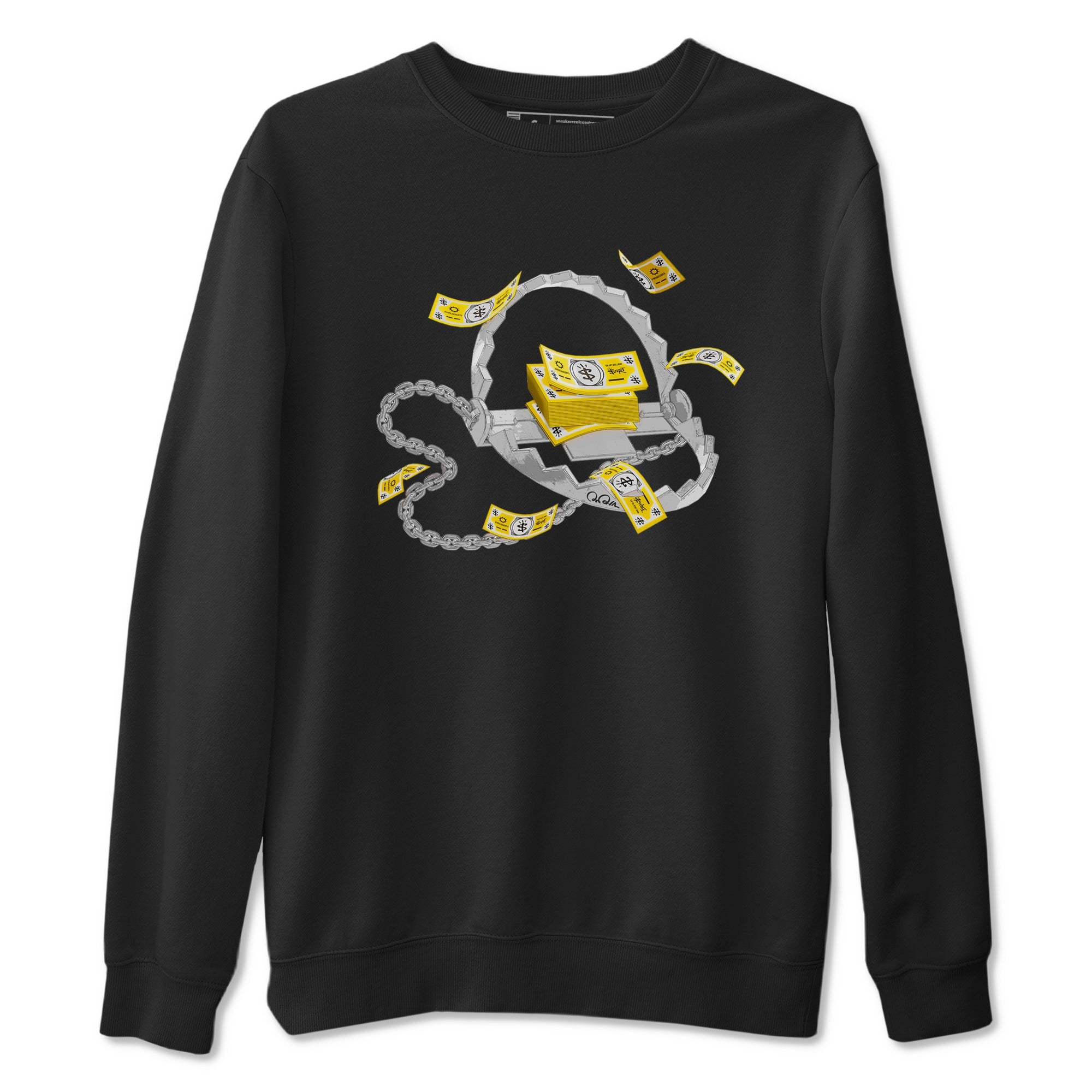 Air Jordan 1 Yellow Ochre shirt to match jordans Trap Money sneaker tees AJ1 Yellow Ochre Drip Gear Zone unisex cotton Black 2 crew neck shirt