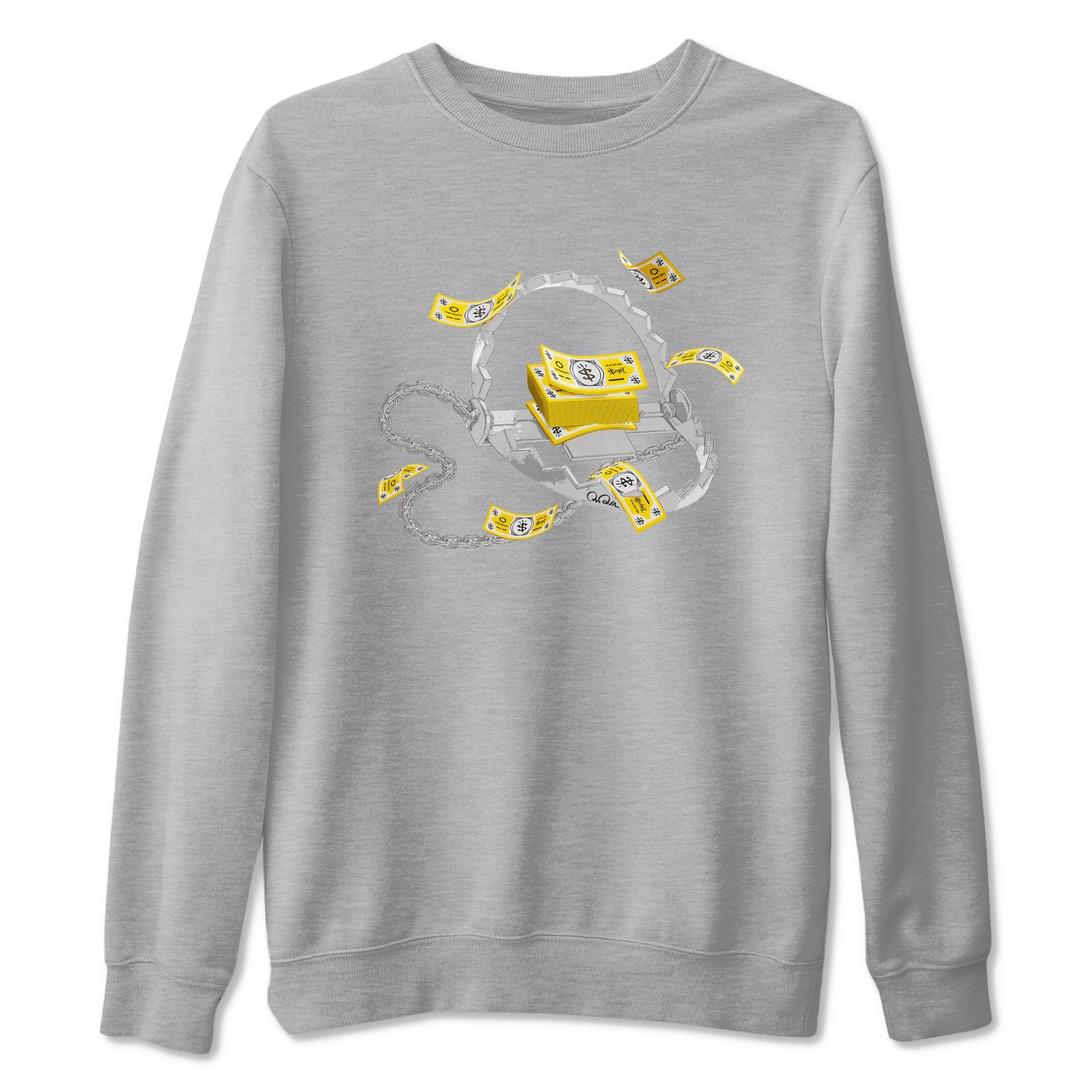 Air Jordan 1 Yellow Ochre shirt to match jordans Trap Money sneaker tees AJ1 Yellow Ochre Drip Gear Zone unisex cotton Heather Grey 2 crew neck shirt