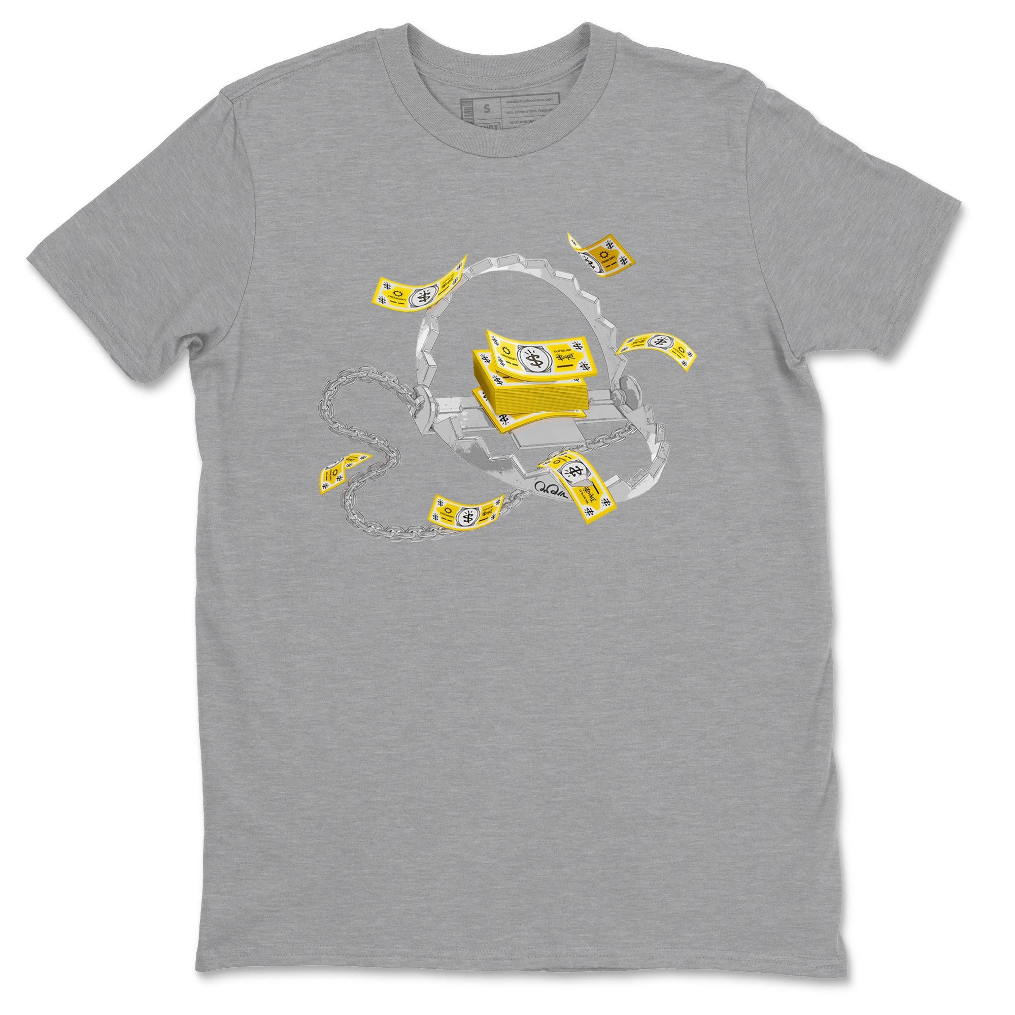 Air Jordan 1 Yellow Ochre shirt to match jordans Trap Money sneaker tees AJ1 Yellow Ochre Drip Gear Zone unisex cotton Heather Grey 2 crew neck shirt