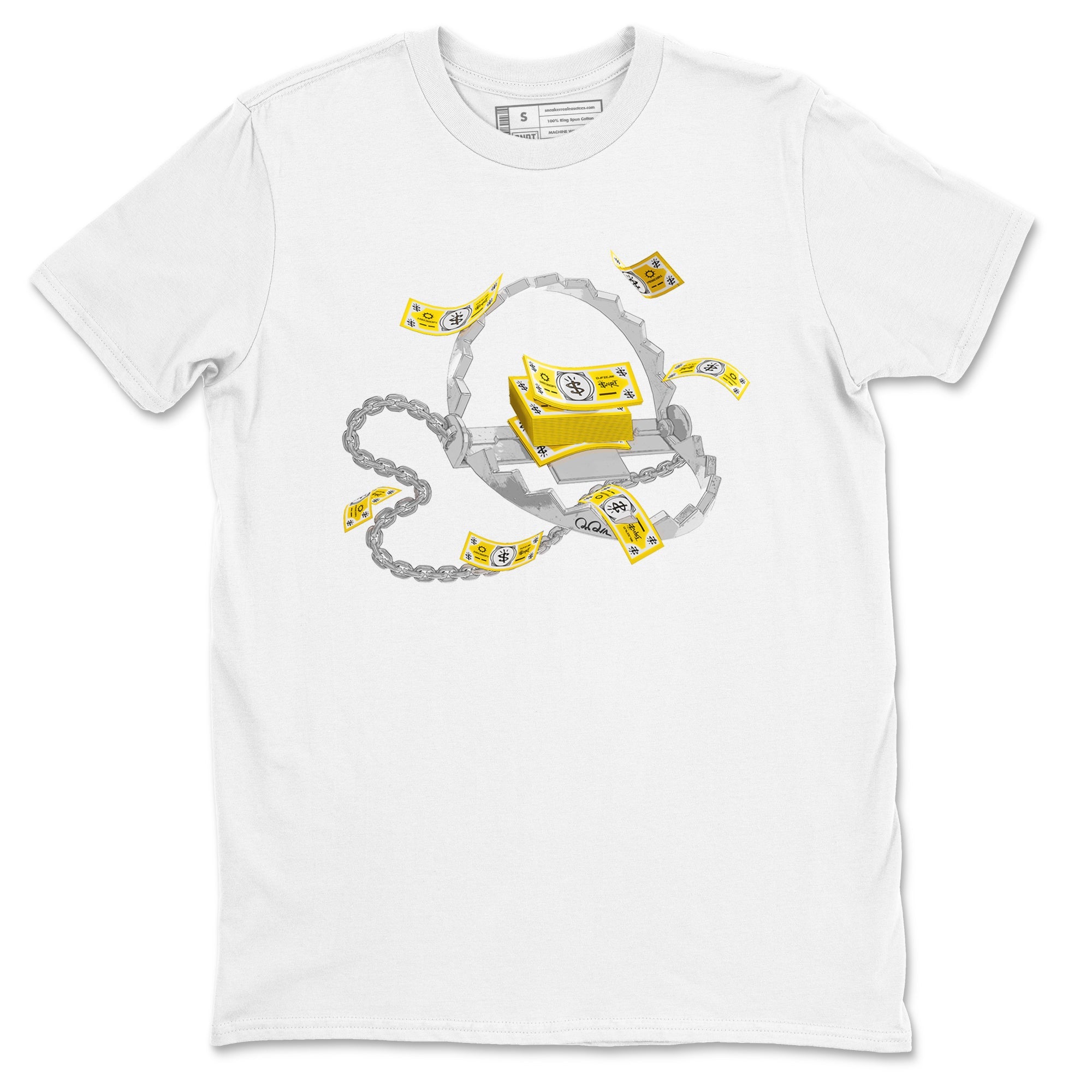 Air Jordan 1 Yellow Ochre shirt to match jordans Trap Money sneaker tees AJ1 Yellow Ochre Drip Gear Zone unisex cotton White 2 crew neck shirt