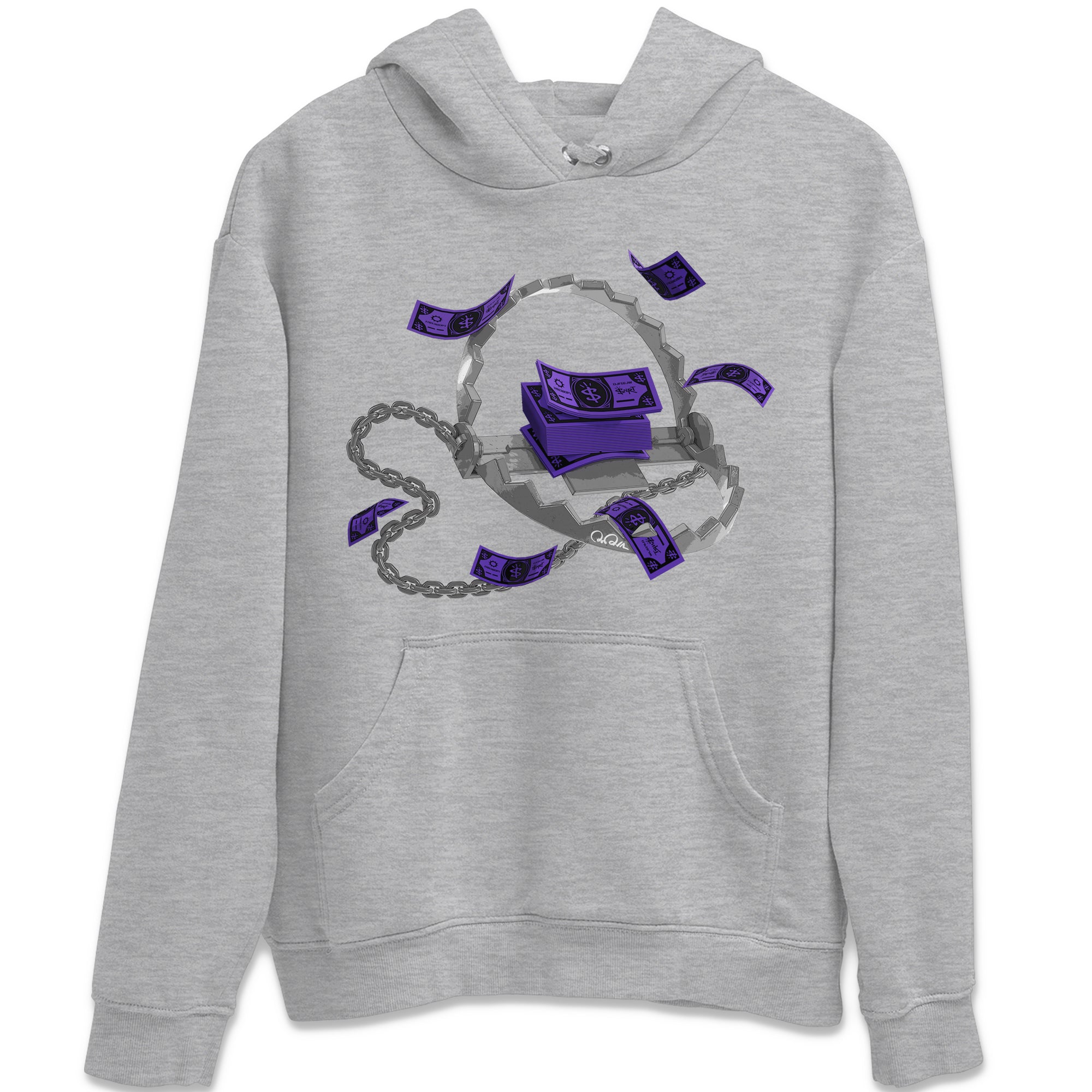 Air Jordan 12 Field Purple Sneaker Match Tees Trap Money Streetwear Sneaker Shirt AJ12 Field Purple Sneaker Release Tees Unisex Shirts Heather Grey 2