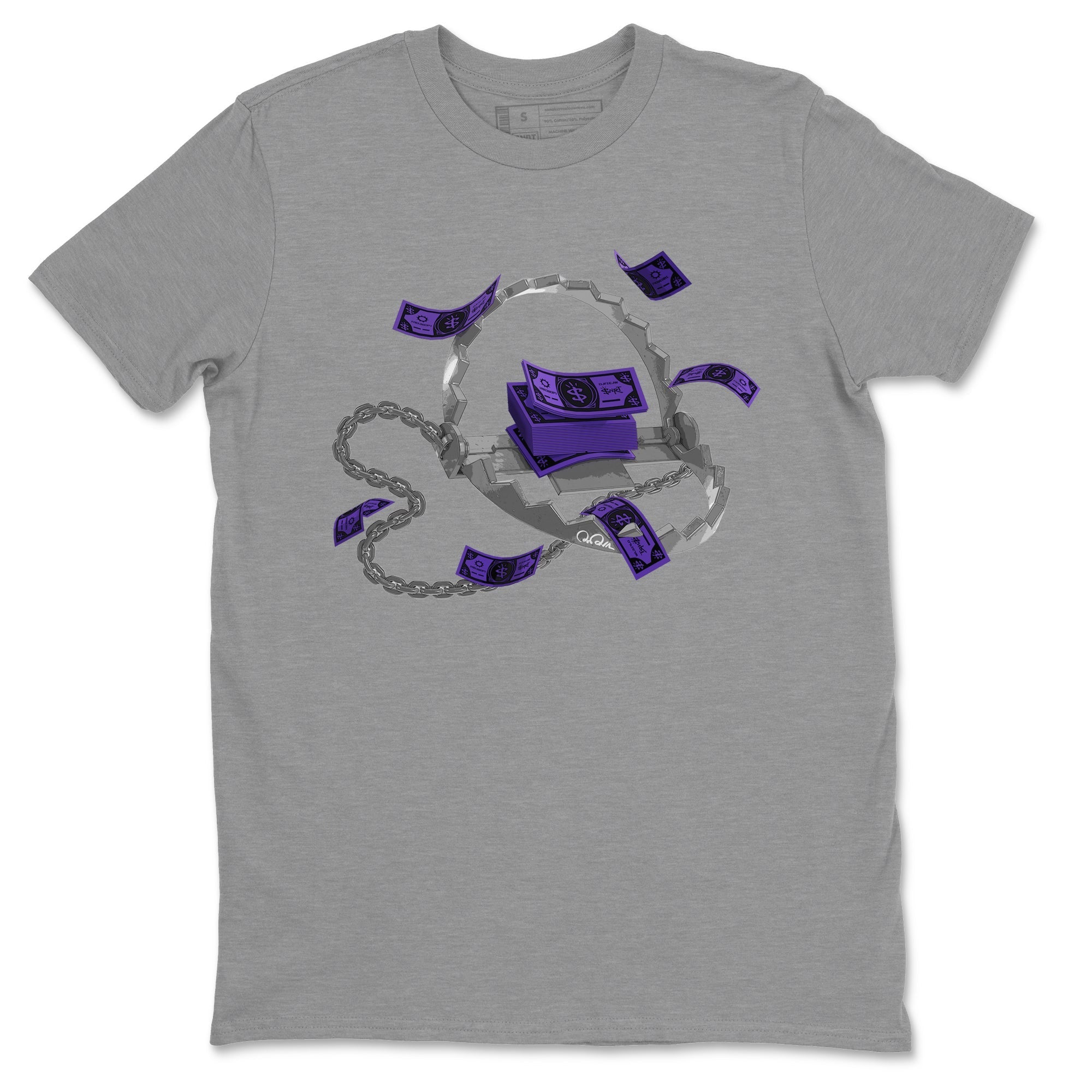 Air Jordan 12 Field Purple Sneaker Match Tees Trap Money Streetwear Sneaker Shirt AJ12 Field Purple Sneaker Release Tees Unisex Shirts Heather Grey 2