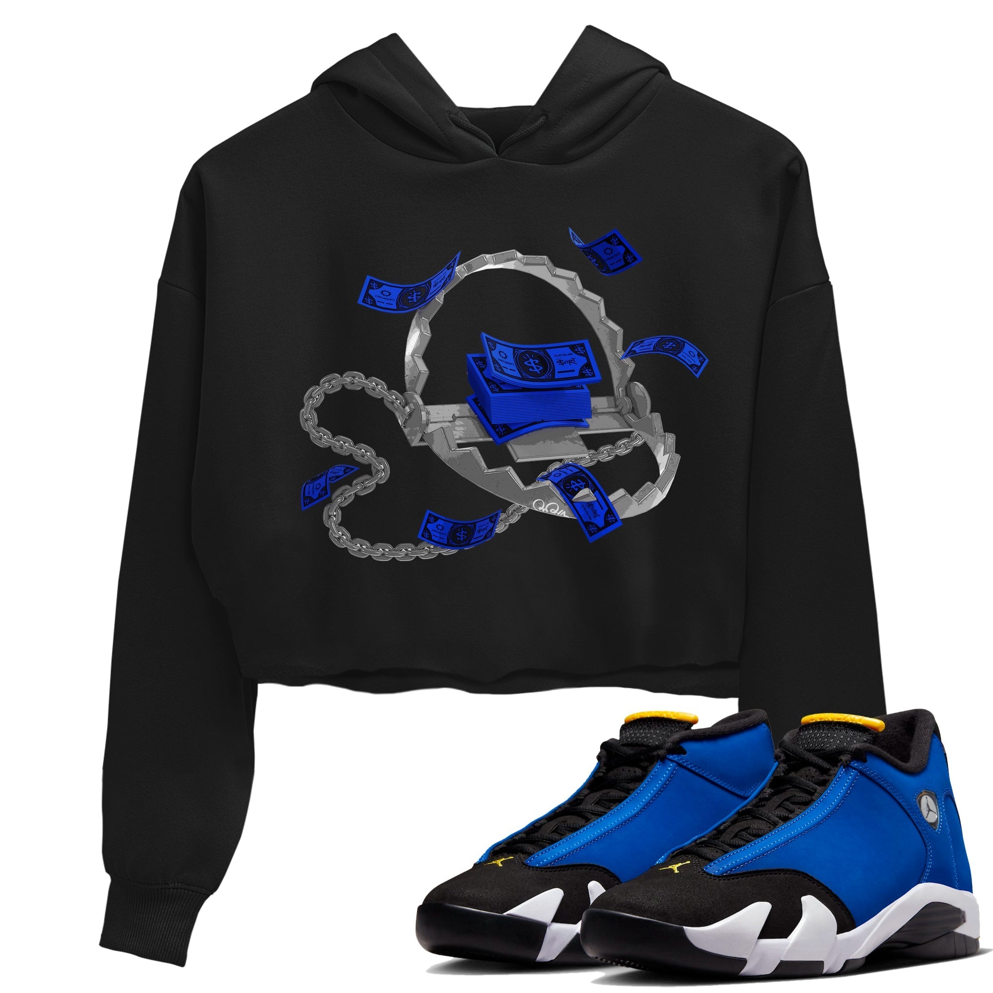 Air Jordan 14 Laney Sneaker Match Tees Trap Money Streetwear Sneaker Shirt AJ14 Laney Sneaker Release Tees Women's Shirts Black 1