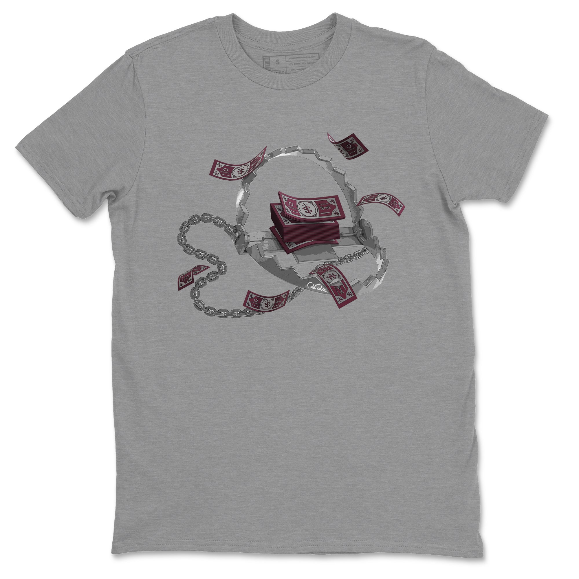 Air Jordan 5 Burgundy Sneaker Match Tees Trap Money Streetwear Sneaker Shirt AJ5 Burgundy Sneaker Release Tees Unisex Shirts Heather Grey 2