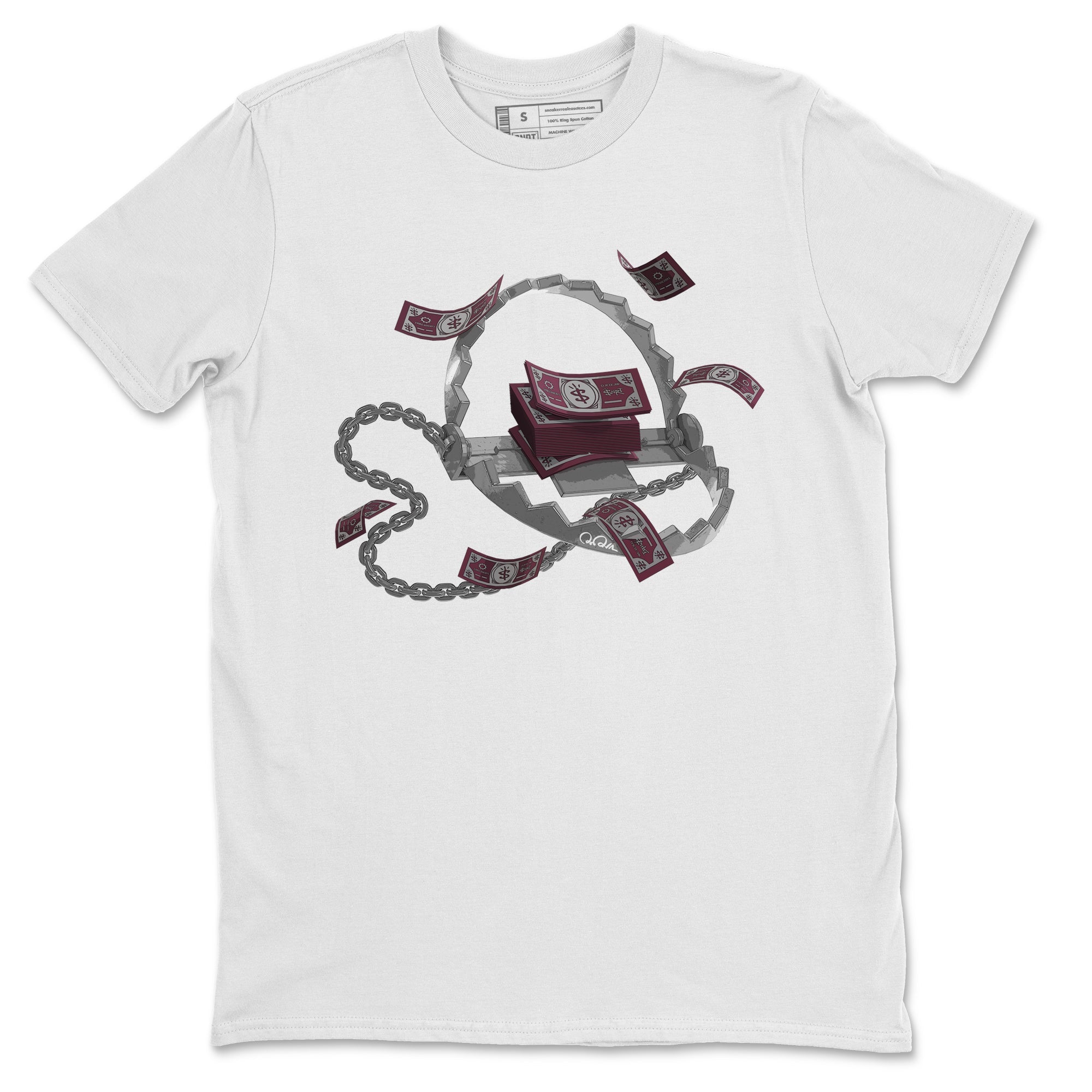 Air Jordan 5 Burgundy Sneaker Match Tees Trap Money Streetwear Sneaker Shirt AJ5 Burgundy Sneaker Release Tees Unisex Shirts White 2
