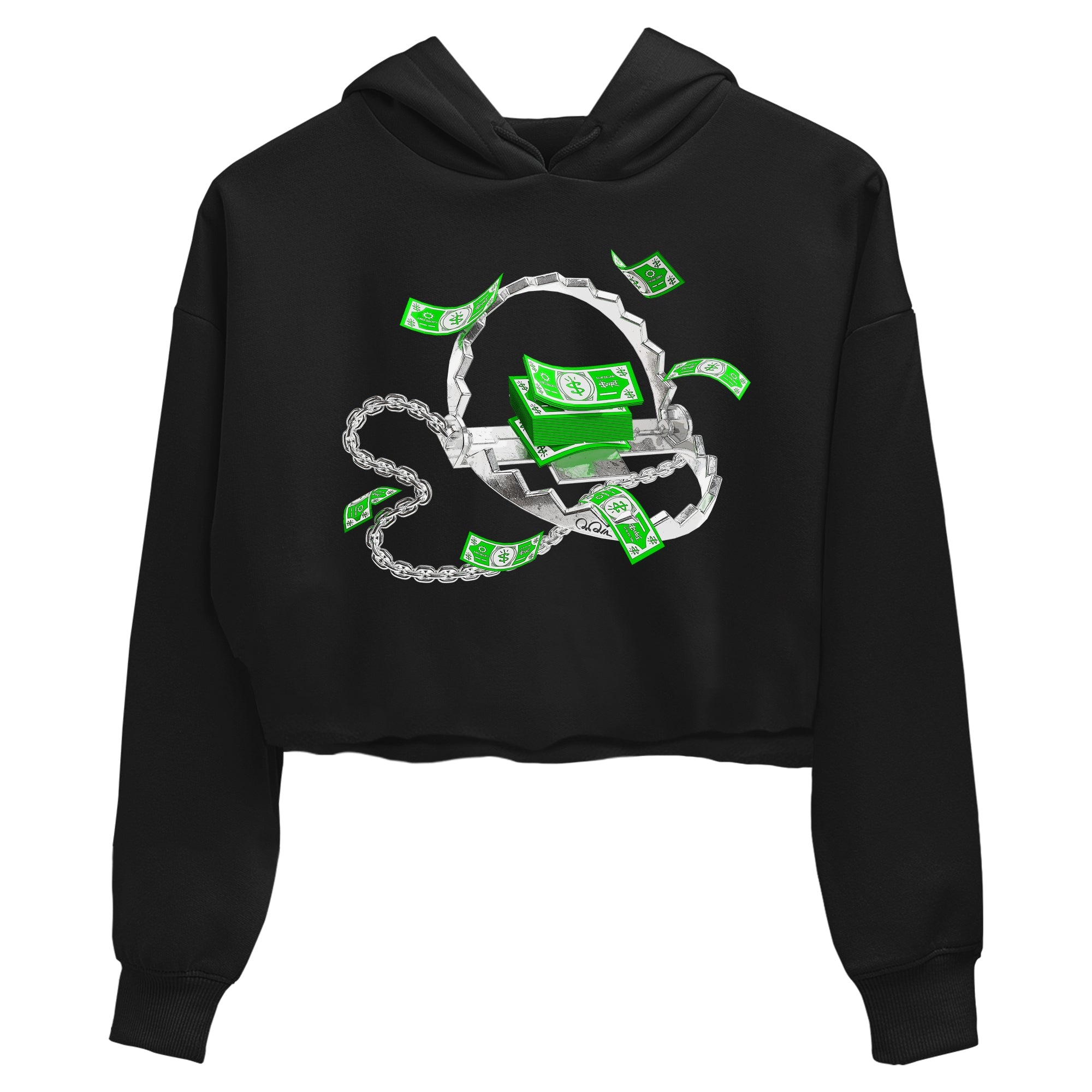 Air Jordan 5 Lucky Green shirt to match jordans Trap Money sneaker tees AJ5 Lucky Green Drip Gear Zone Black 2 crop length shirt