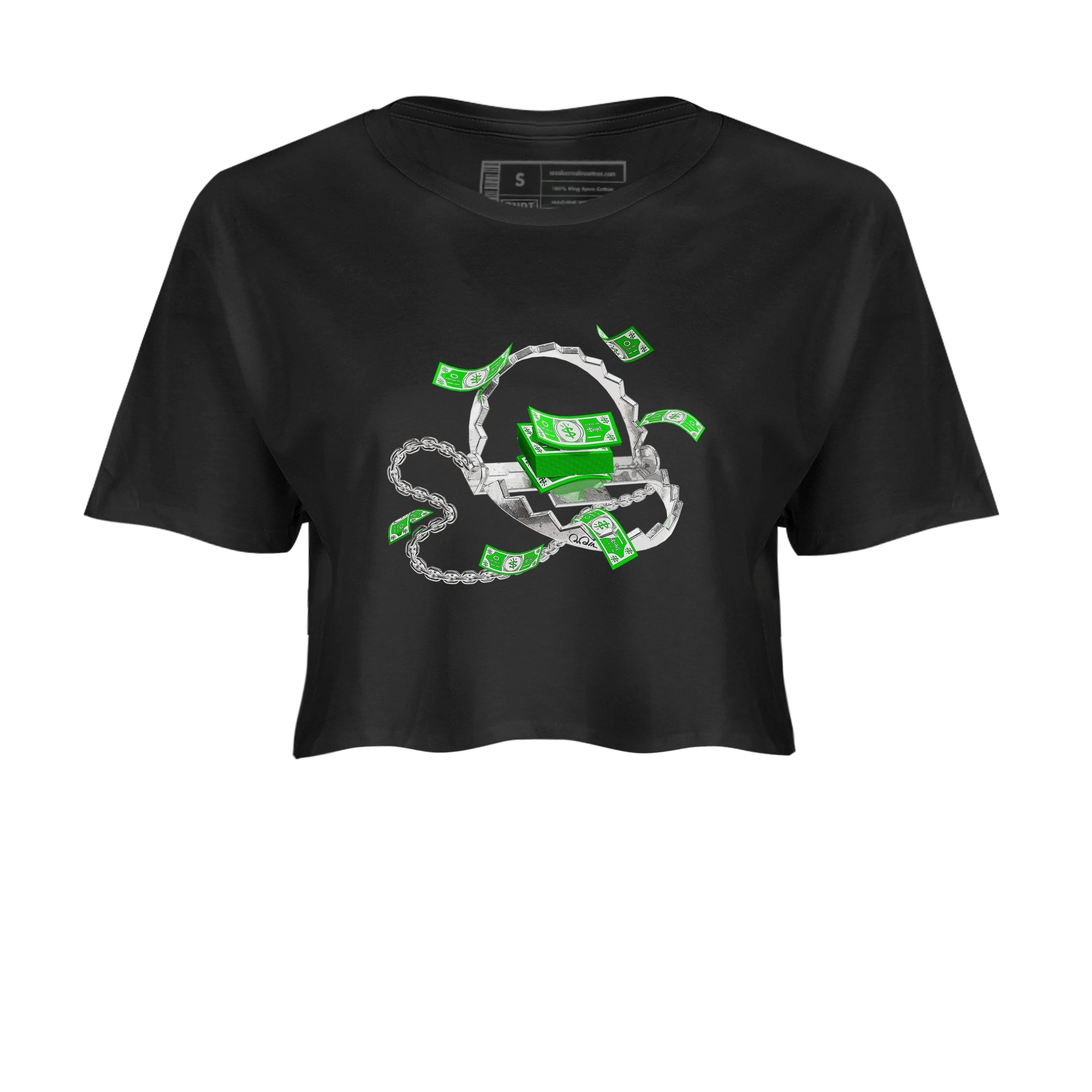 Air Jordan 5 Lucky Green shirt to match jordans Trap Money sneaker tees AJ5 Lucky Green Drip Gear Zone Black 2 crop length shirt