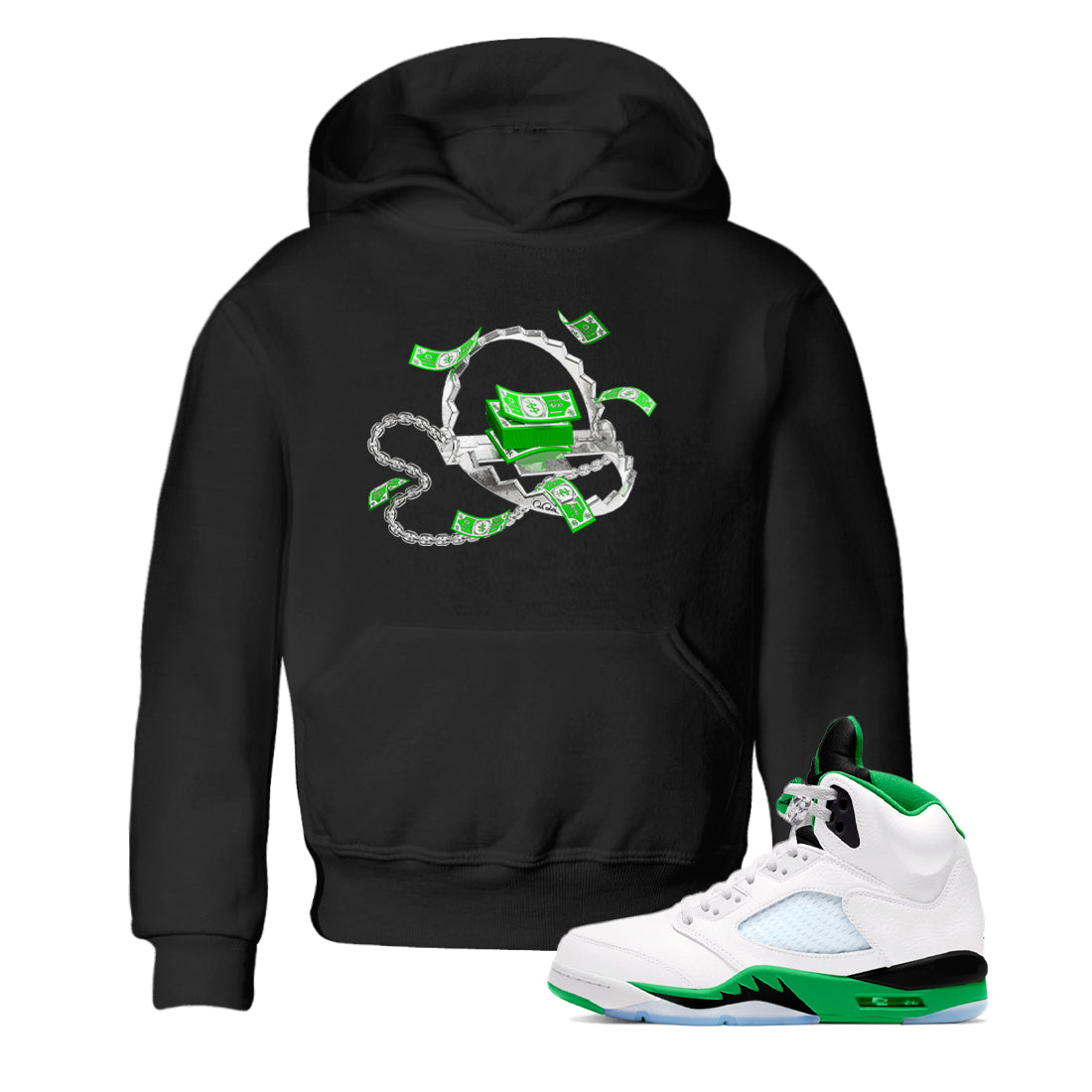 Air Jordan 5 Lucky Green shirt to match jordans Trap Money sneaker tees AJ5 Lucky Green Drip Gear Zone baby toddler Black 1 cotton Shirt