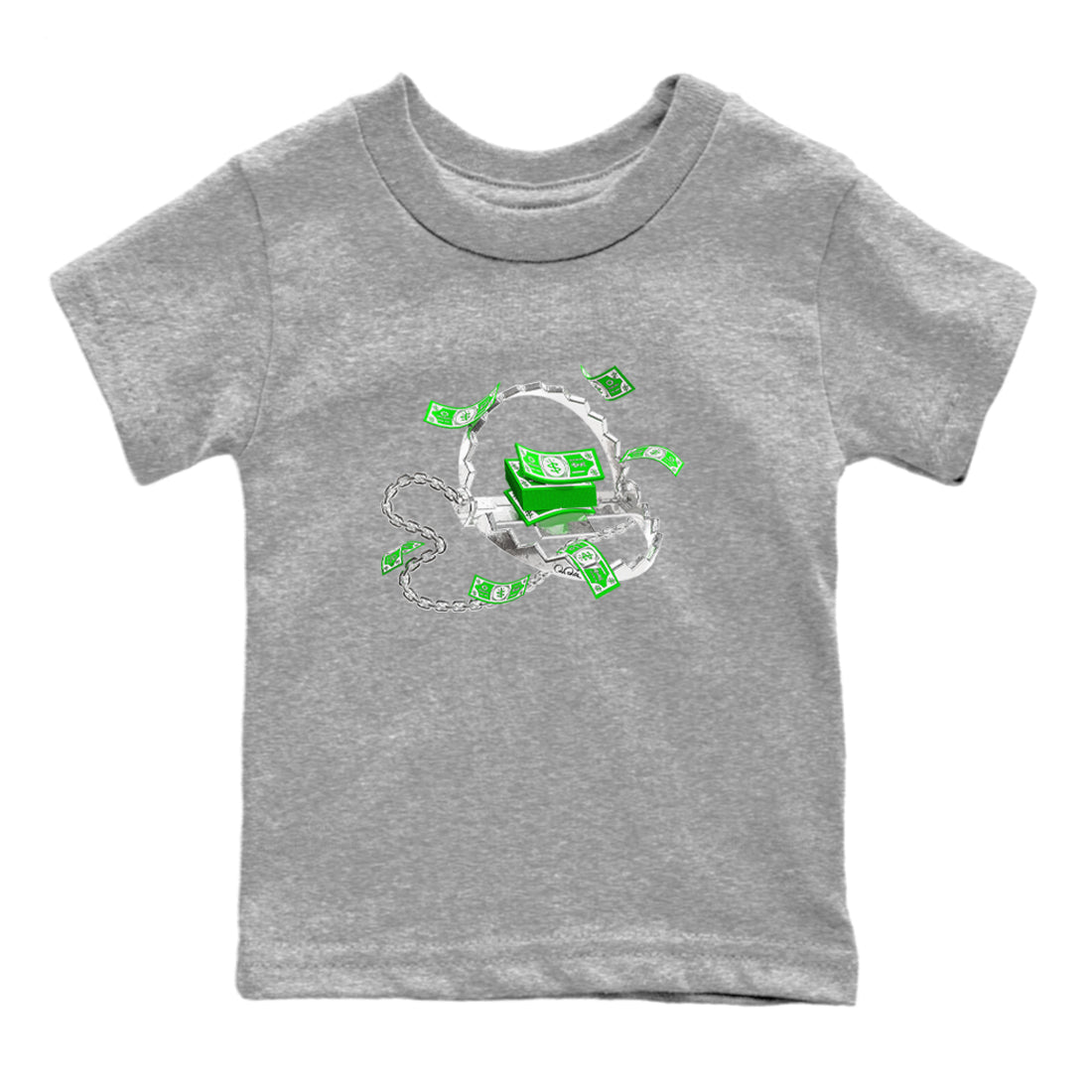 Air Jordan 5 Lucky Green shirt to match jordans Trap Money sneaker tees AJ5 Lucky Green Drip Gear Zone baby toddler Heather Grey 2 cotton Shirt