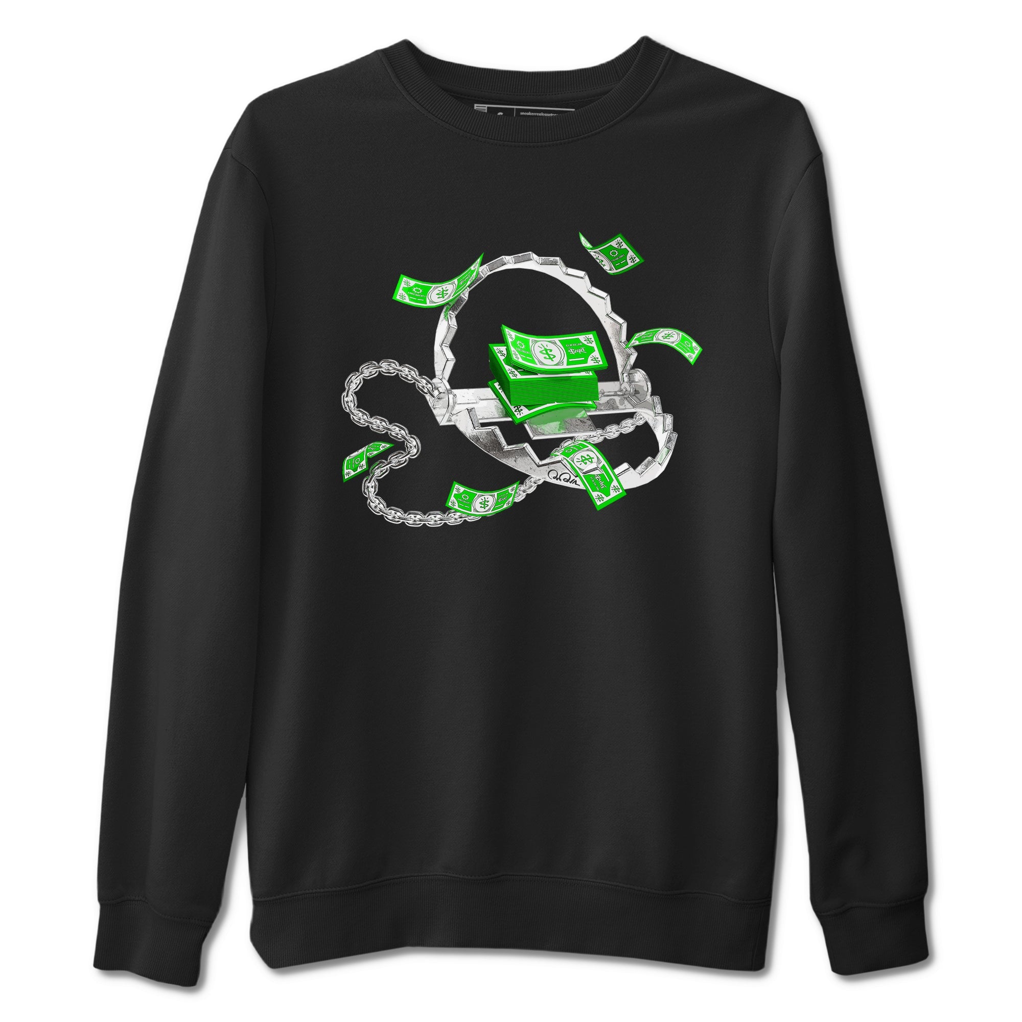 Air Jordan 5 Lucky Green shirt to match jordans Trap Money sneaker tees AJ5 Lucky Green Drip Gear Zone unisex cotton Black 2 crew neck shirt