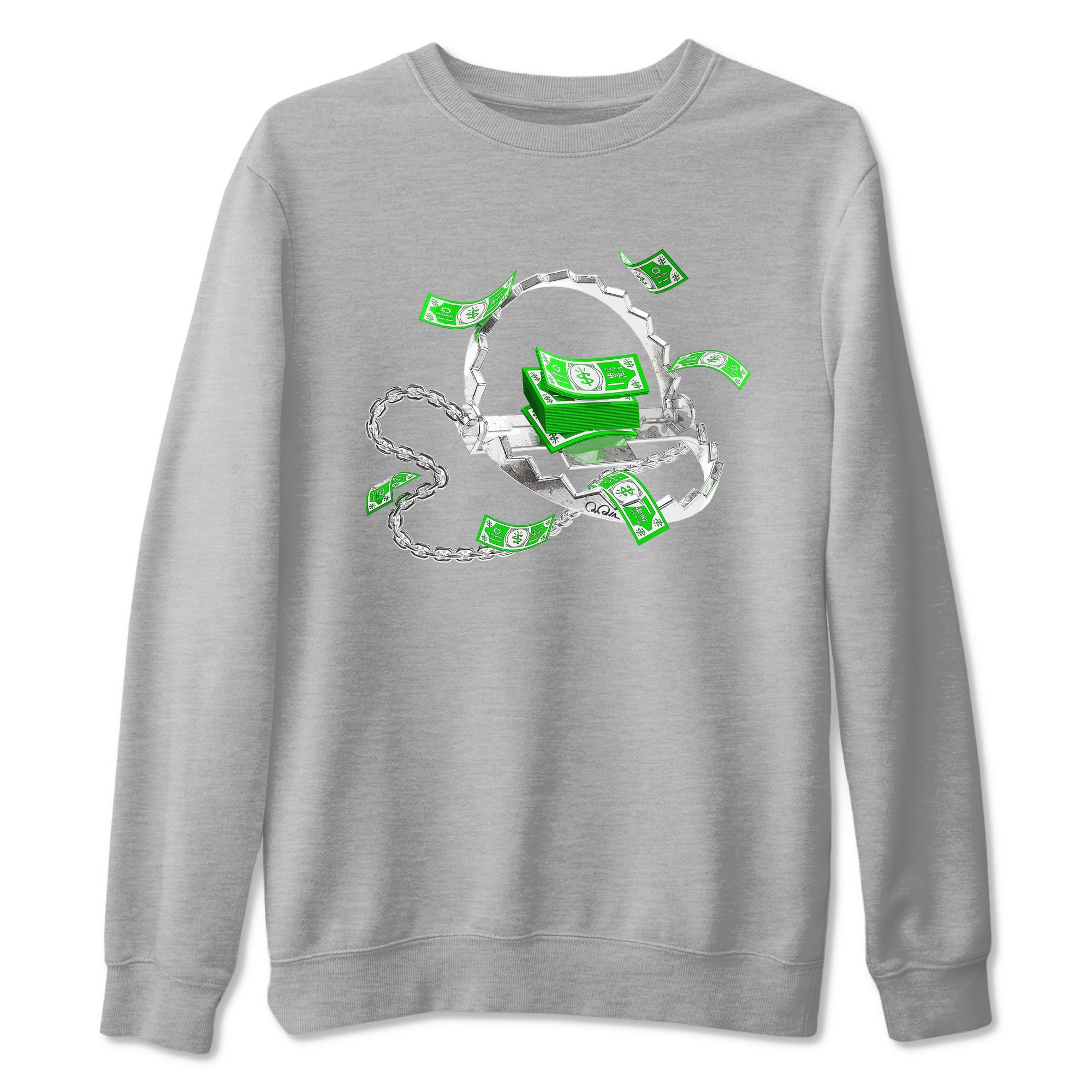 Air Jordan 5 Lucky Green shirt to match jordans Trap Money sneaker tees AJ5 Lucky Green Drip Gear Zone unisex cotton Heather Grey 2 crew neck shirt
