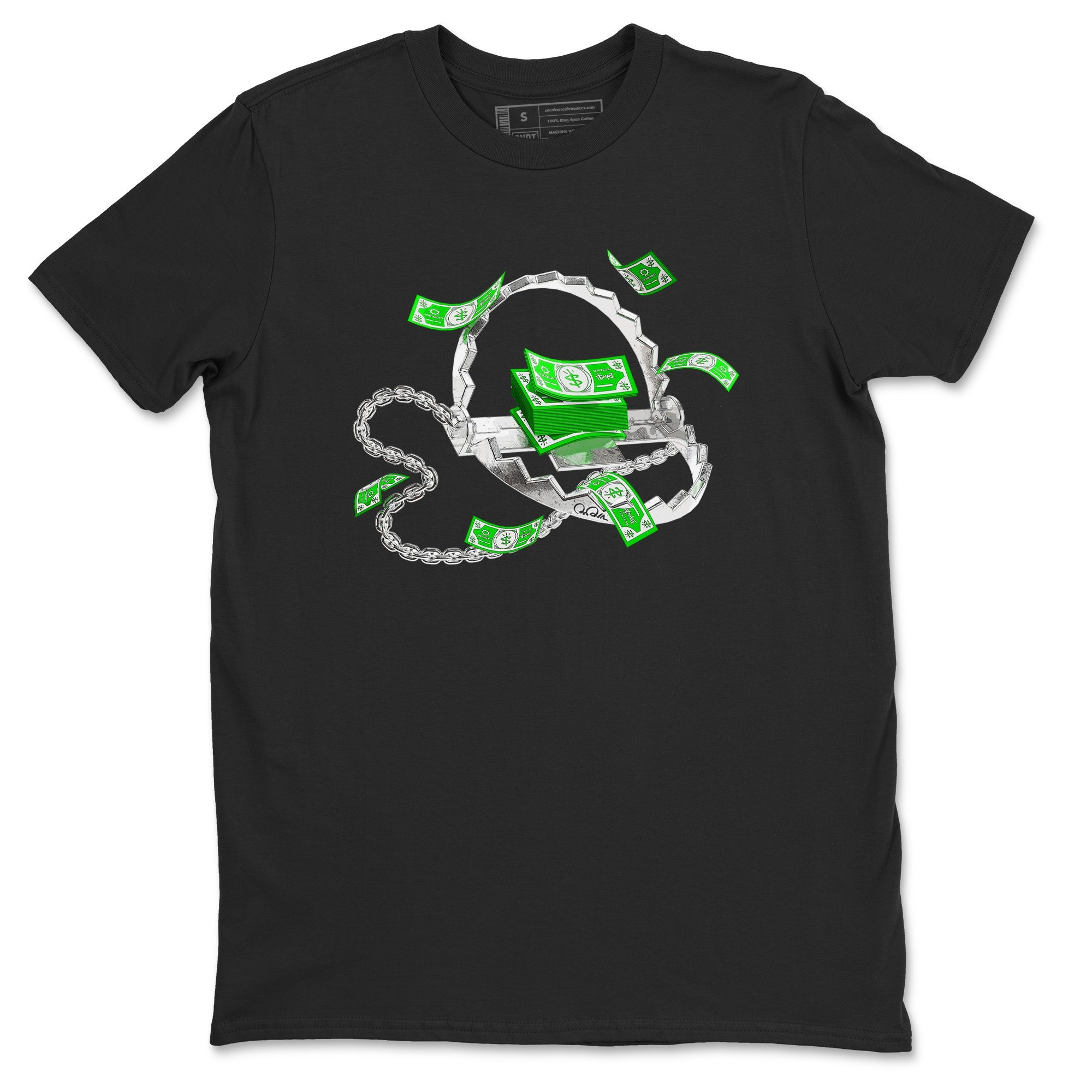 Air Jordan 5 Lucky Green shirt to match jordans Trap Money sneaker tees AJ5 Lucky Green Drip Gear Zone unisex cotton Black 2 crew neck shirt