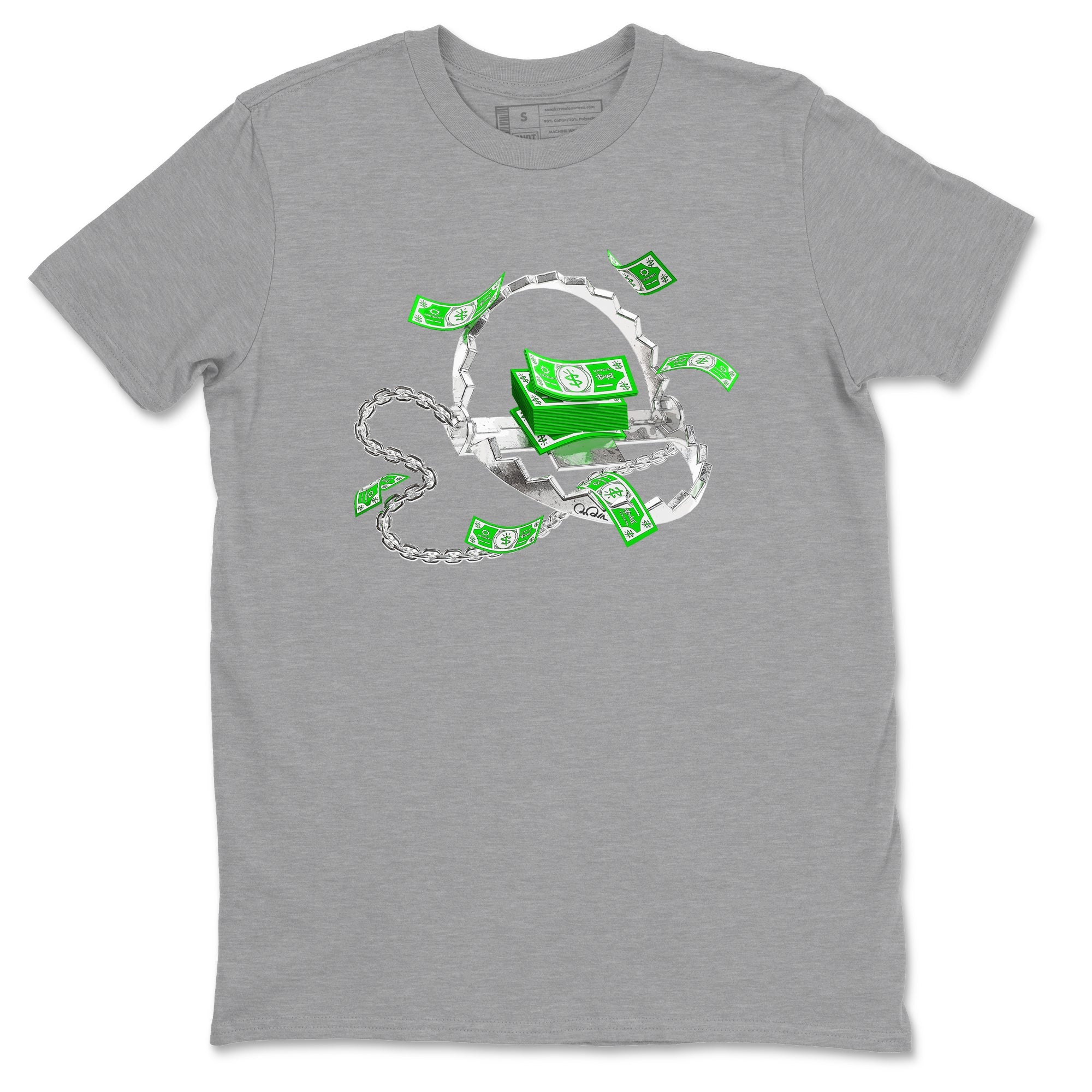 Air Jordan 5 Lucky Green shirt to match jordans Trap Money sneaker tees AJ5 Lucky Green Drip Gear Zone unisex cotton Heather Grey 2 crew neck shirt