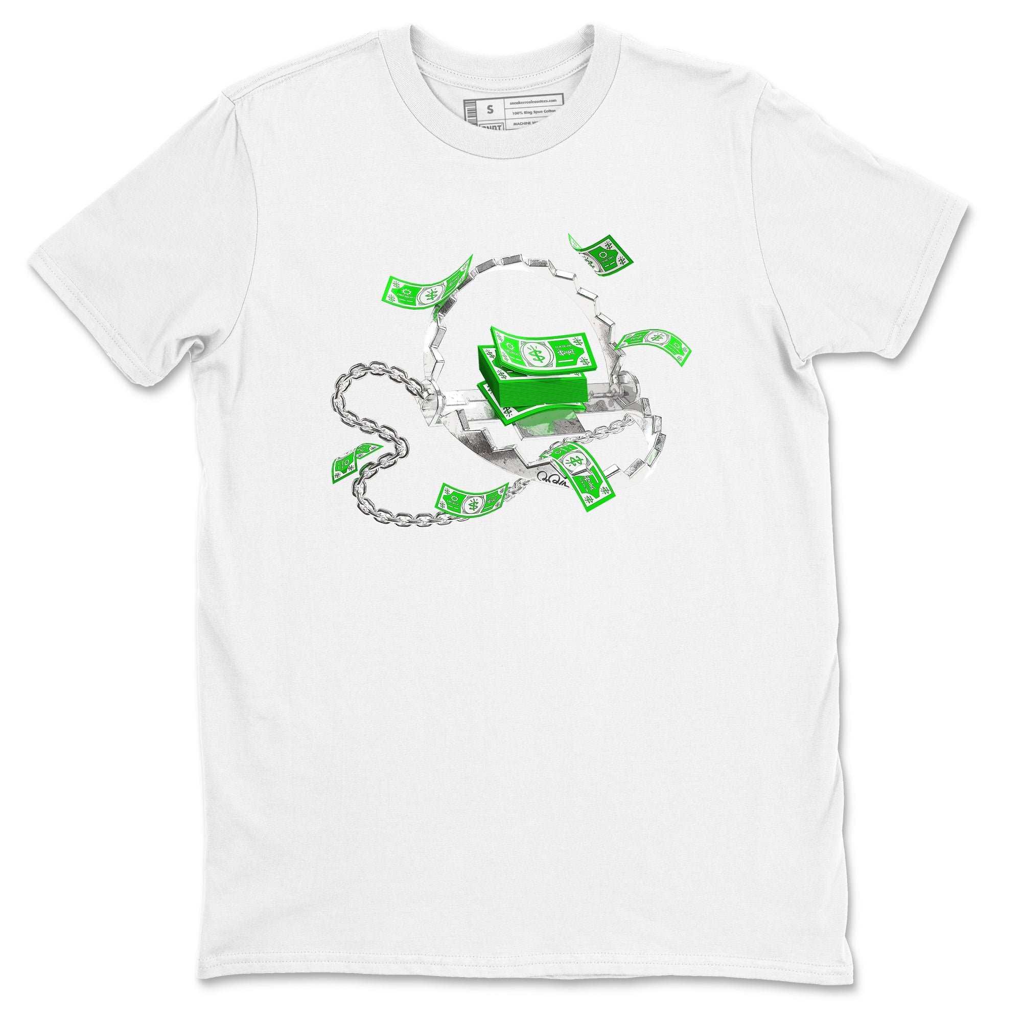 Air Jordan 5 Lucky Green shirt to match jordans Trap Money sneaker tees AJ5 Lucky Green Drip Gear Zone unisex cotton White 2 crew neck shirt