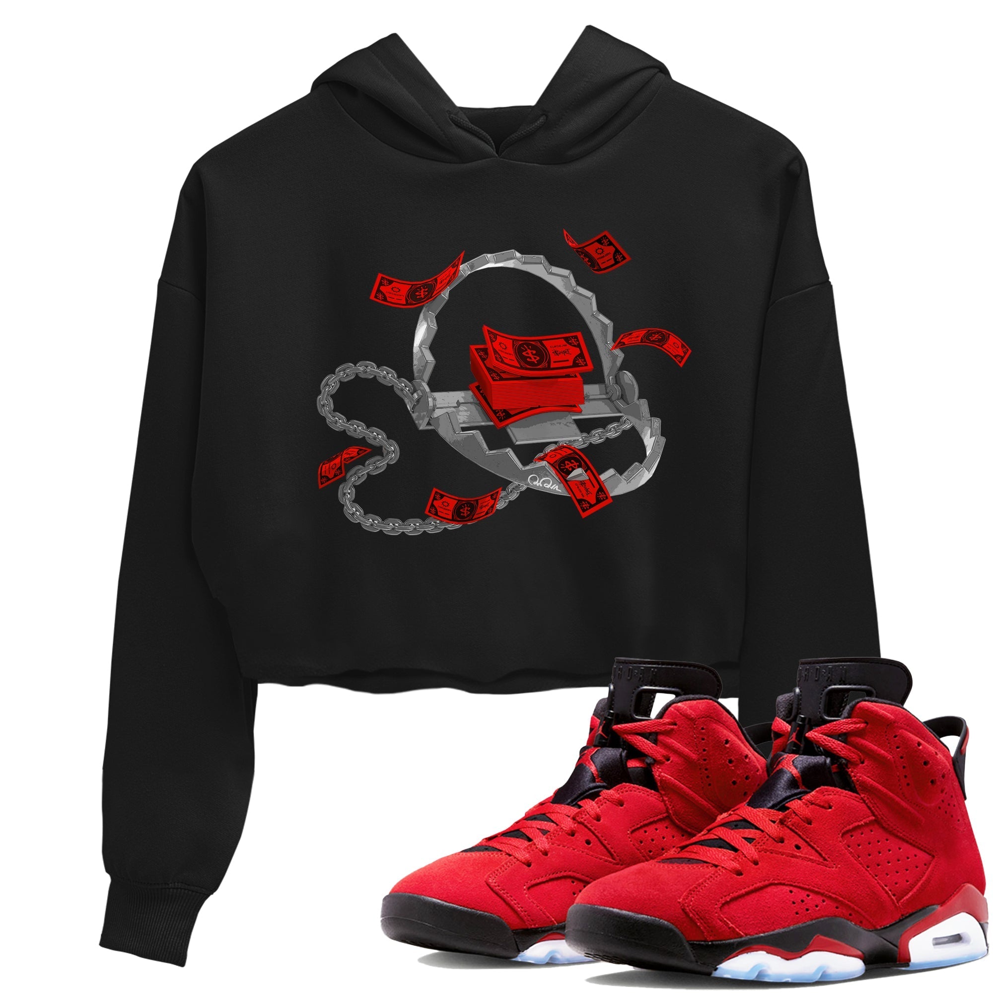 Air Jordan 6 Toro Bravo Sneaker Match Tees Trap Money Streetwear Sneaker Shirt AJ6 Toro Bravo Sneaker Release Tees Women's Shirts Black 1