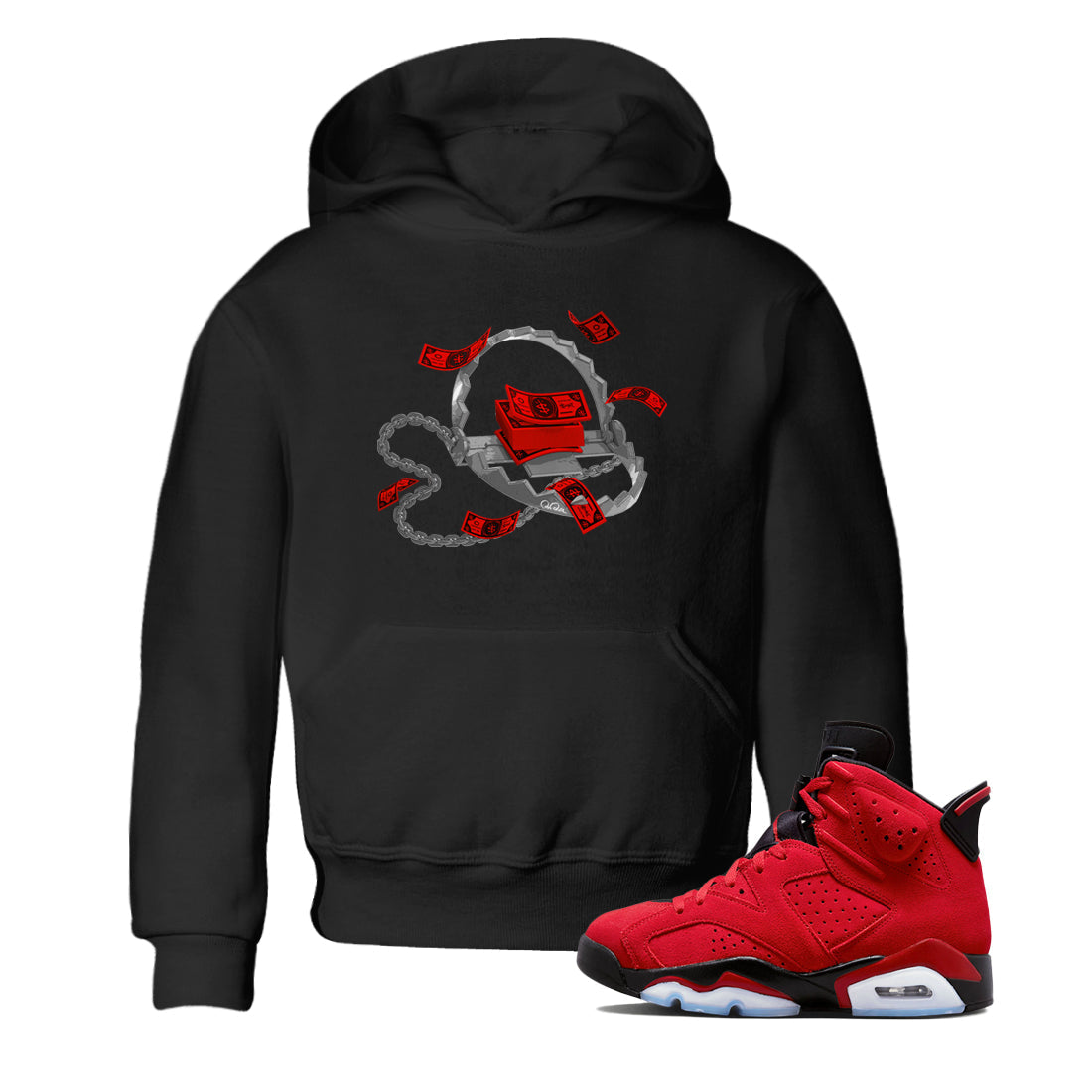 Air Jordan 6 Toro Bravo Sneaker Match Tees Trap Money Streetwear Sneaker Shirt AJ6 Toro Bravo Sneaker Release Tees Kids Shirts Black 1