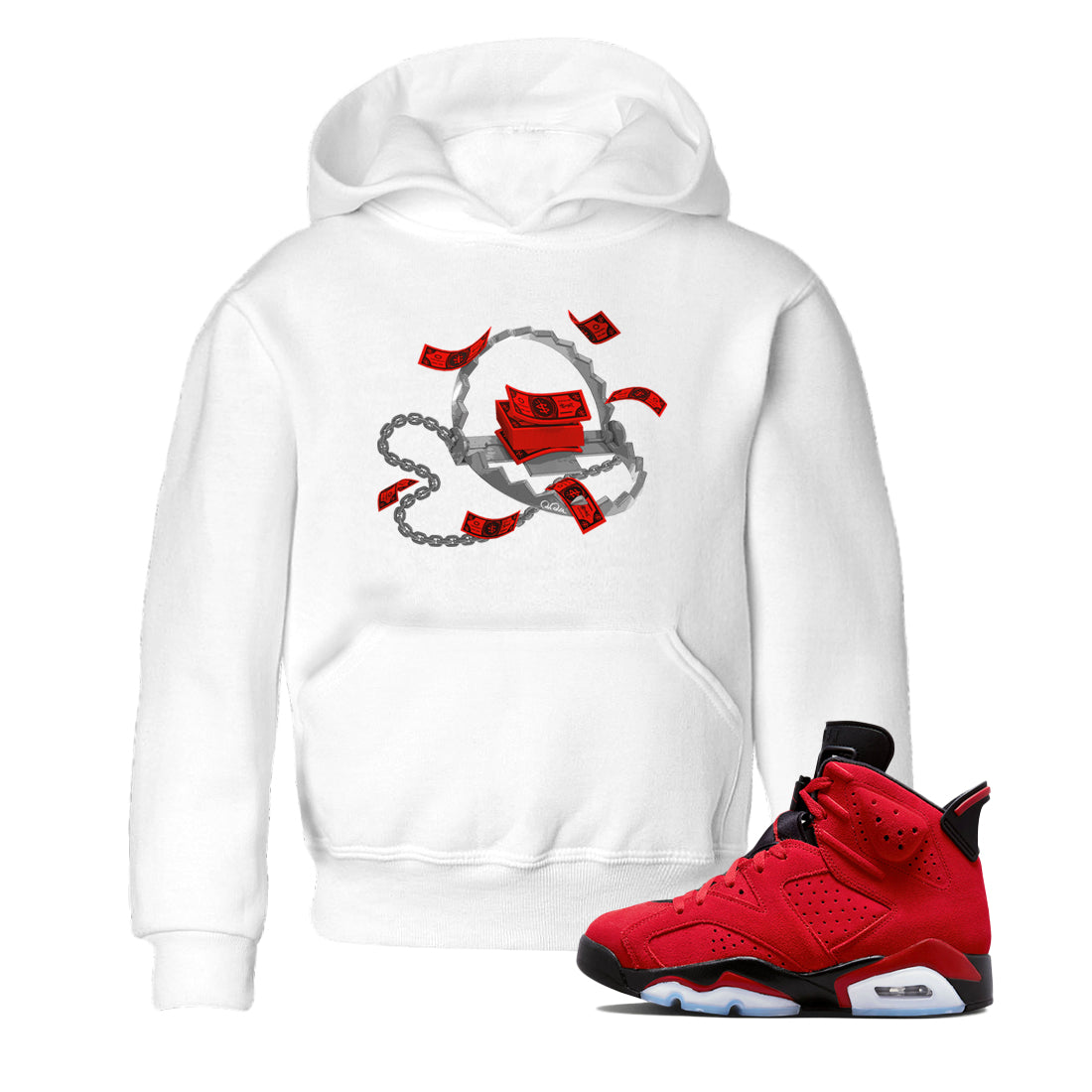 Air Jordan 6 Toro Bravo Sneaker Match Tees Trap Money Streetwear Sneaker Shirt AJ6 Toro Bravo Sneaker Release Tees Kids Shirts White 1