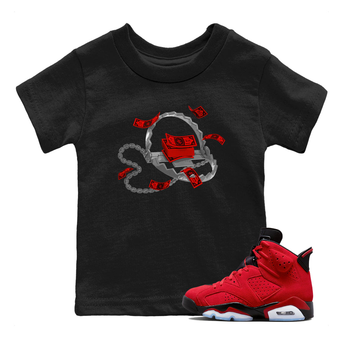 Air Jordan 6 Toro Bravo Sneaker Match Tees Trap Money Streetwear Sneaker Shirt AJ6 Toro Bravo Sneaker Release Tees Kids Shirts Black 1