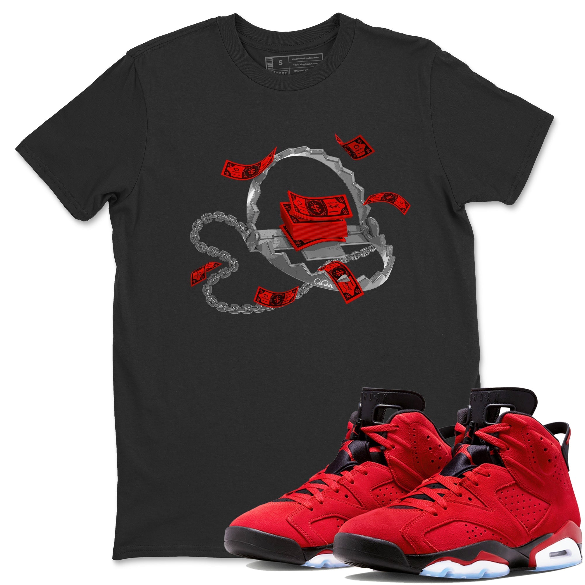 Air Jordan 6 Toro Bravo Sneaker Match Tees Trap Money Streetwear Sneaker Shirt AJ6 Toro Bravo Sneaker Release Tees Unisex Shirts Black 1