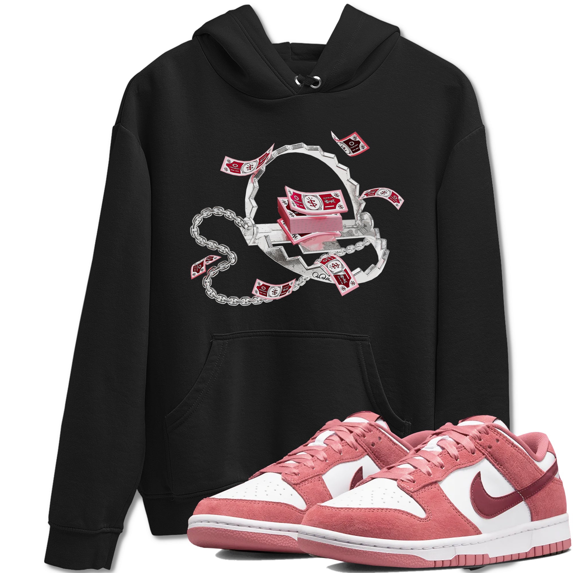 Dunk Valentines Day 2024 shirt to match jordans Trap Money sneaker tees Valentines Day Gift Drip Gear Zone unisex cotton Black 1 crew neck shirt