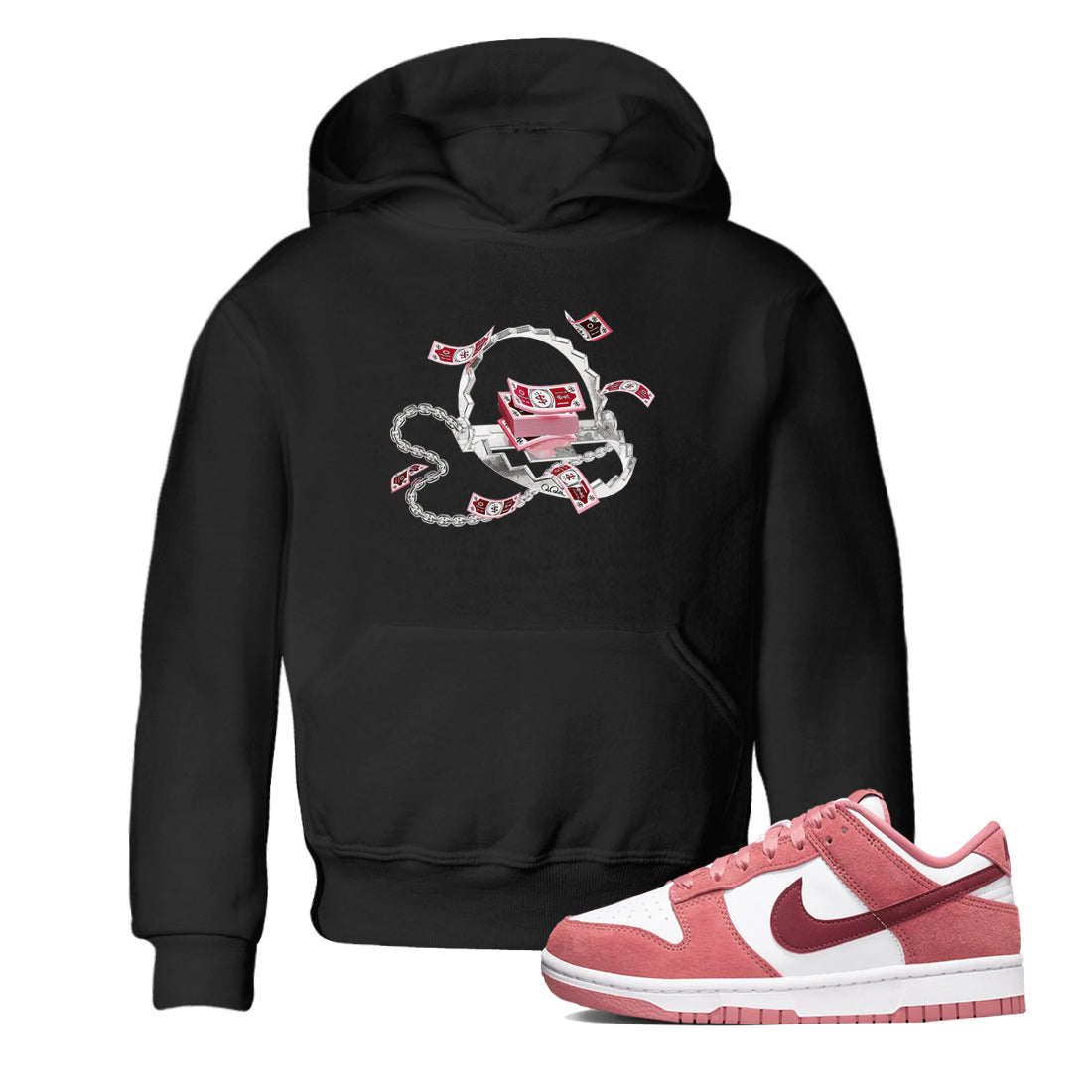 Dunk Valentines Day 2024 shirt to match jordans Trap Money sneaker tees Valentines Day Gift Drip Gear Zone baby toddler Black 1 cotton Shirt
