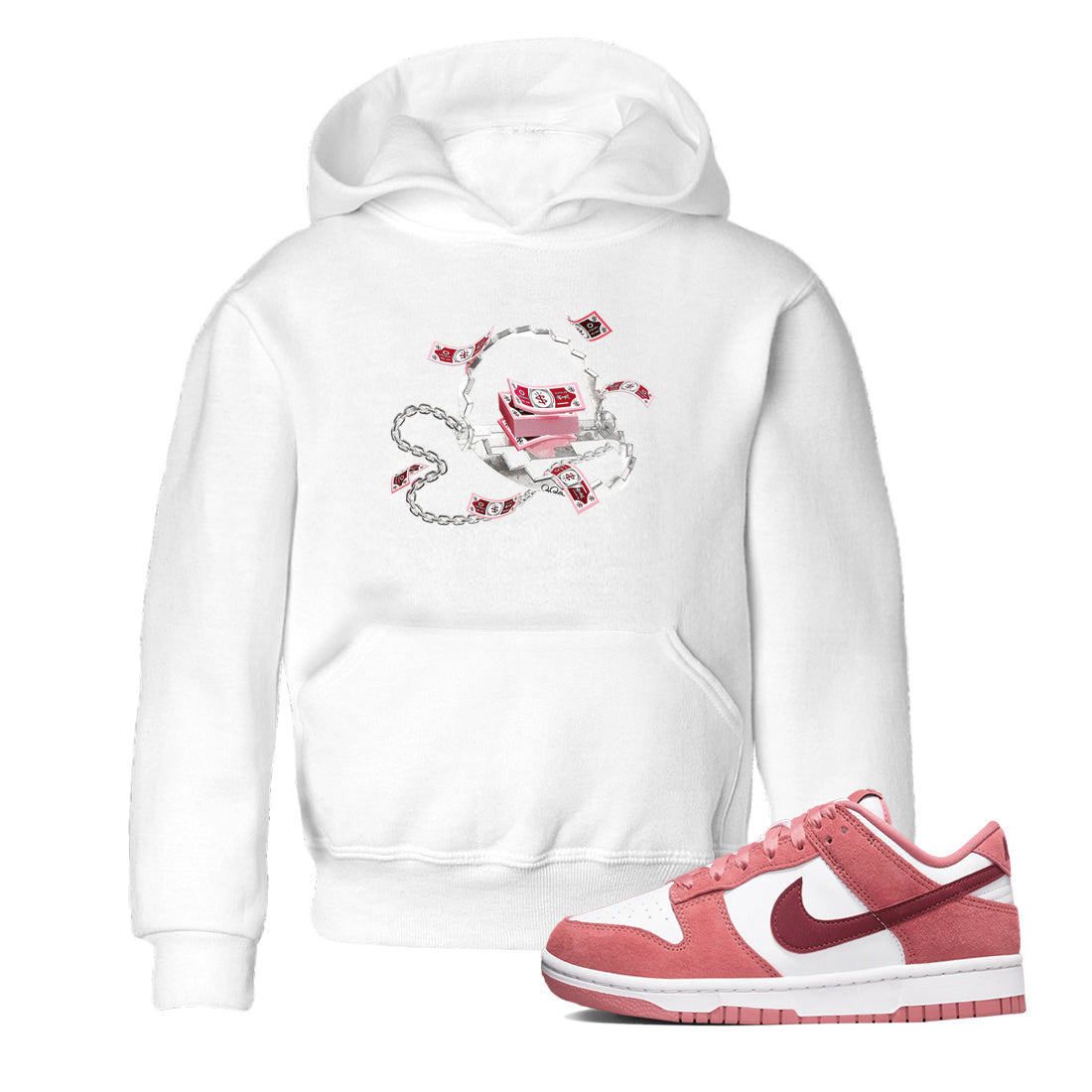 Dunk Valentines Day 2024 shirt to match jordans Trap Money sneaker tees Valentines Day Gift Drip Gear Zone baby toddler White 1 cotton Shirt