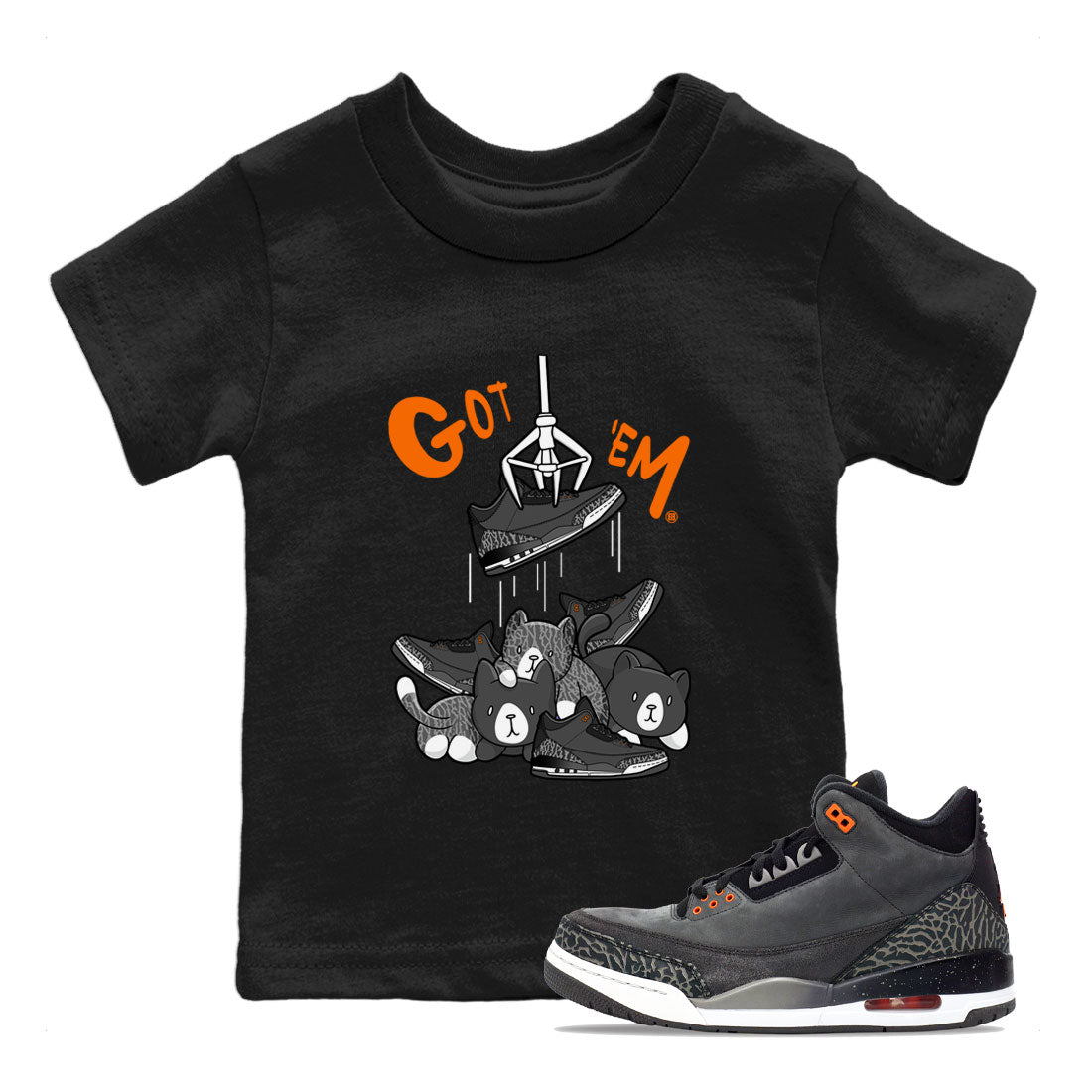 3s Fear shirt to match jordans Treasure Hunter sneaker tees Air Jordan 3 Fear Drip Gear Zone Baby Toddler Black 1 T-Shirt