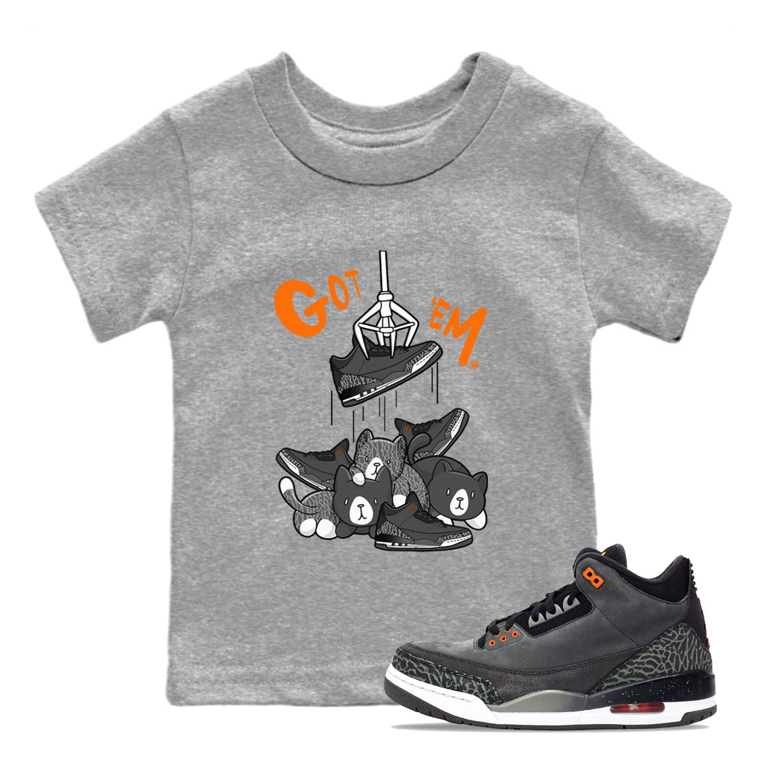 3s Fear shirt to match jordans Treasure Hunter sneaker tees Air Jordan 3 Fear Drip Gear Zone Baby Toddler Heather Grey 1 T-Shirt