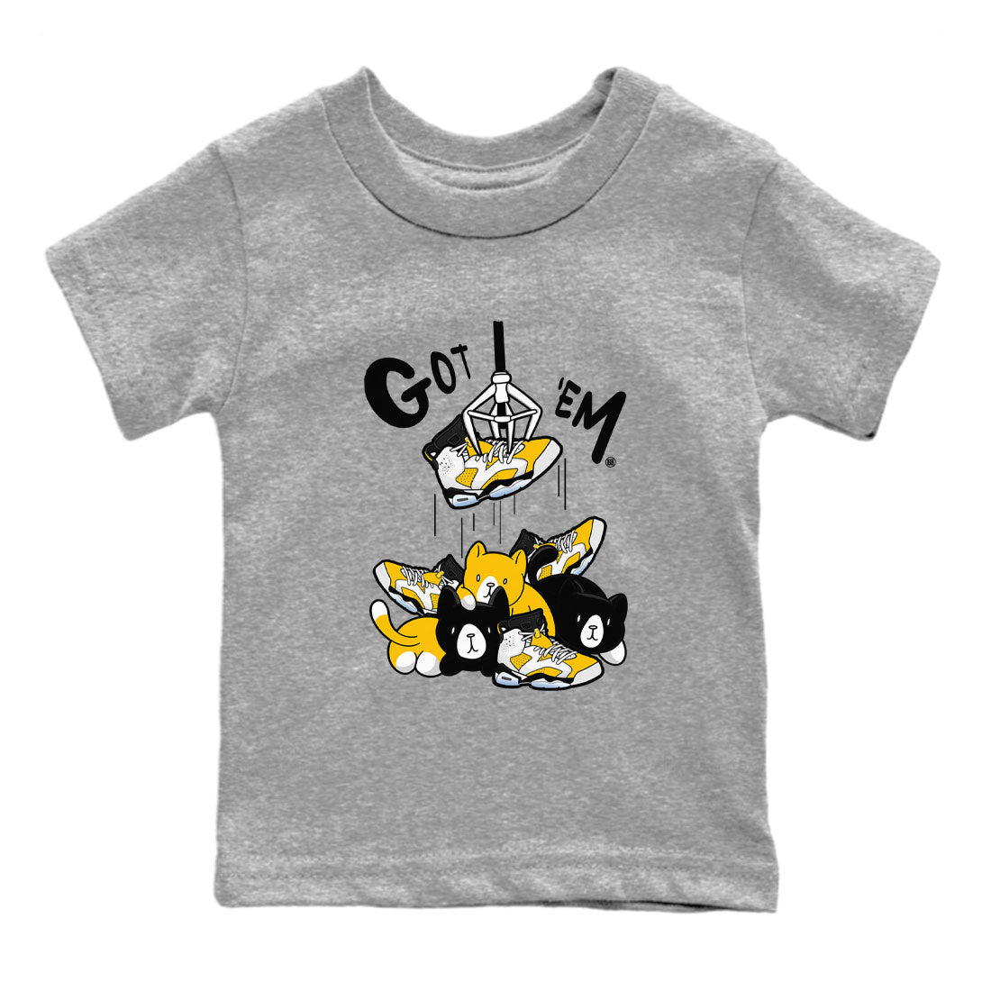 AJ6 Yellow Ochre shirt to match jordans Treasure Hunter sneaker match tee Air Jordan 6 Yellow Ochre Drip Gear Zone Brand baby toddler Heather Grey 2 cotton Shirt
