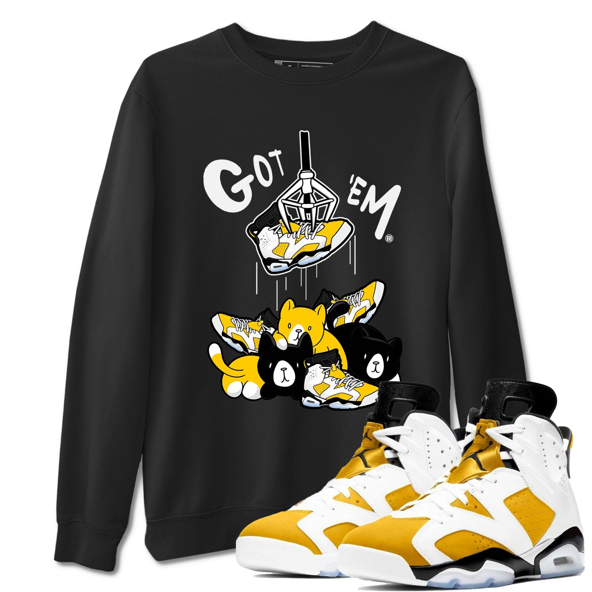 AJ6 Yellow Ochre shirt to match jordans Treasure Hunter sneaker match tee Air Jordan 6 Yellow Ochre Drip Gear Zone Brand unisex cotton Black 1 crew neck shirt
