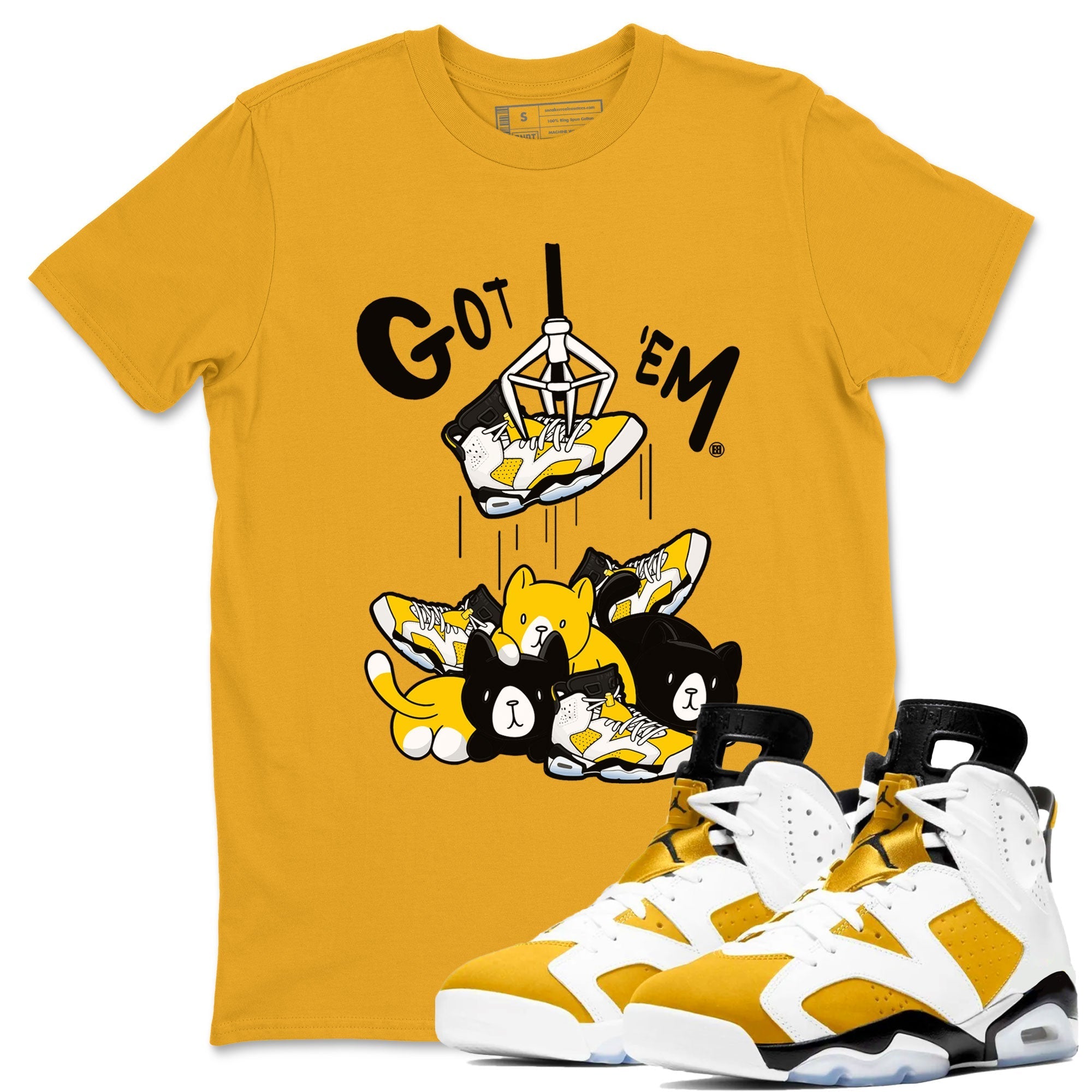 AJ6 Yellow Ochre shirt to match jordans Treasure Hunter sneaker match tee Air Jordan 6 Yellow Ochre Drip Gear Zone Brand unisex cotton Gold 1 crew neck shirt