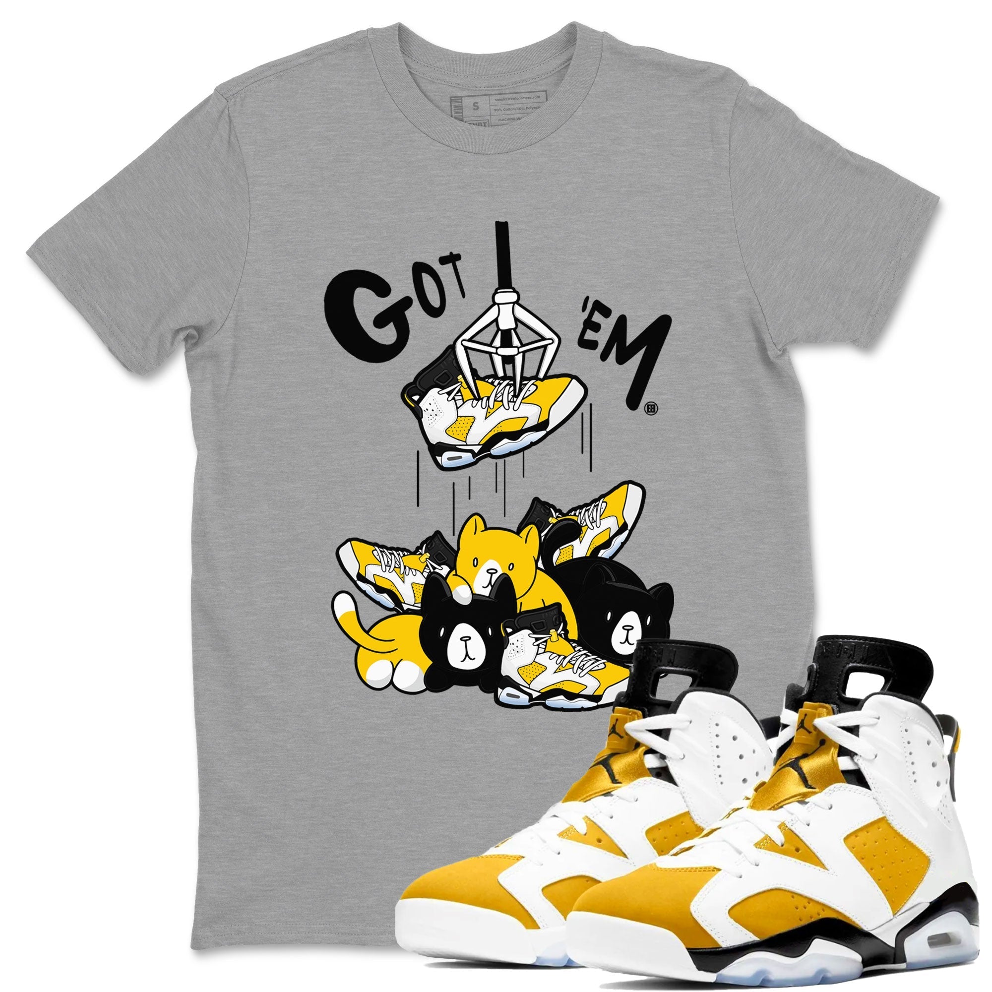 AJ6 Yellow Ochre shirt to match jordans Treasure Hunter sneaker match tee Air Jordan 6 Yellow Ochre Drip Gear Zone Brand unisex cotton Heather Grey 1 crew neck shirt