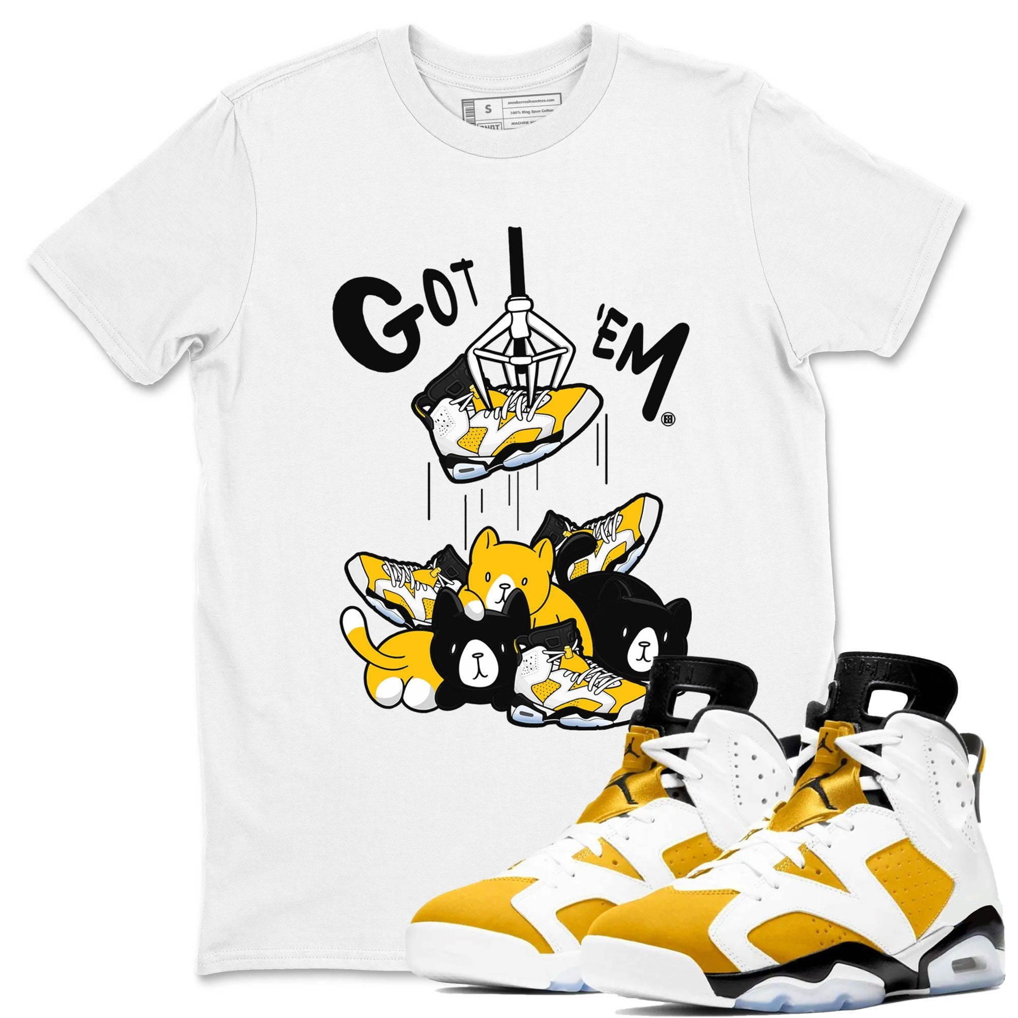 AJ6 Yellow Ochre shirt to match jordans Treasure Hunter sneaker match tee Air Jordan 6 Yellow Ochre Drip Gear Zone Brand unisex cotton White 1 crew neck shirt