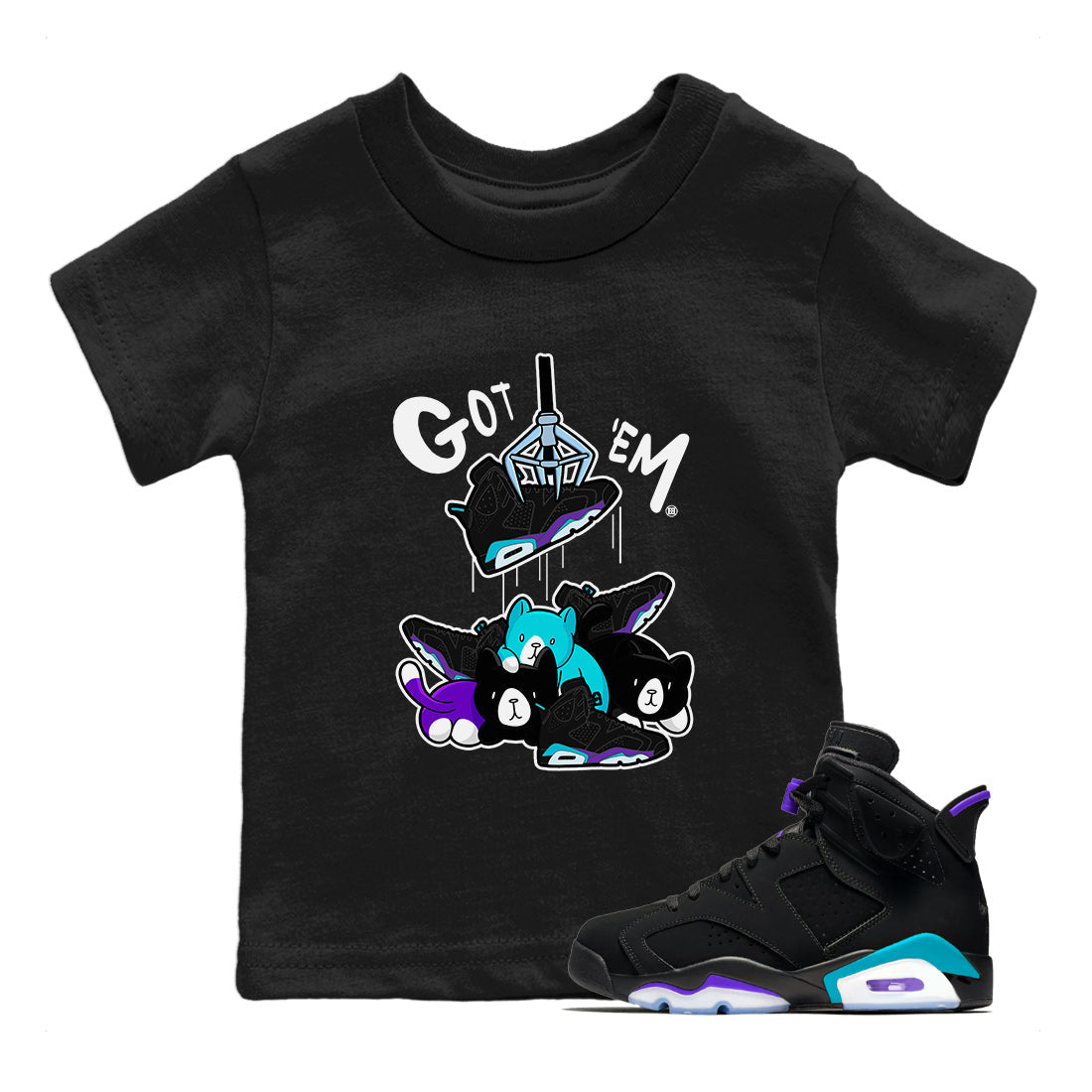6s Aqua Sneaker Match Tees Treasure Hunter Streetwear Sneaker Shirt Air Jordan 6 Aqua Sneaker Release Tees Kids Shirts Black 1