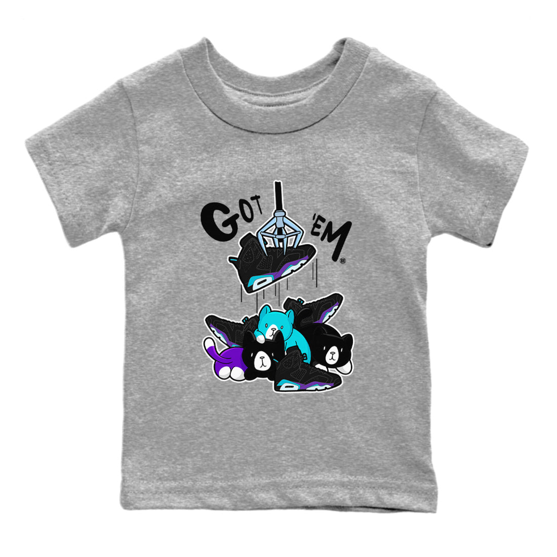 6s Aqua Sneaker Match Tees Tresure Hunter Streetwear Sneaker Shirt Air Jordan 6 Aqua Sneaker Release Tees Kids Shirts Heather Grey 2