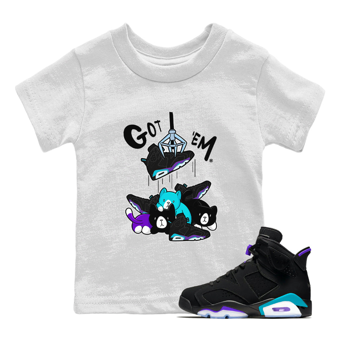 6s Aqua Sneaker Match Tees Tresure Hunter Streetwear Sneaker Shirt Air Jordan 6 Aqua Sneaker Release Tees Kids Shirts White 1