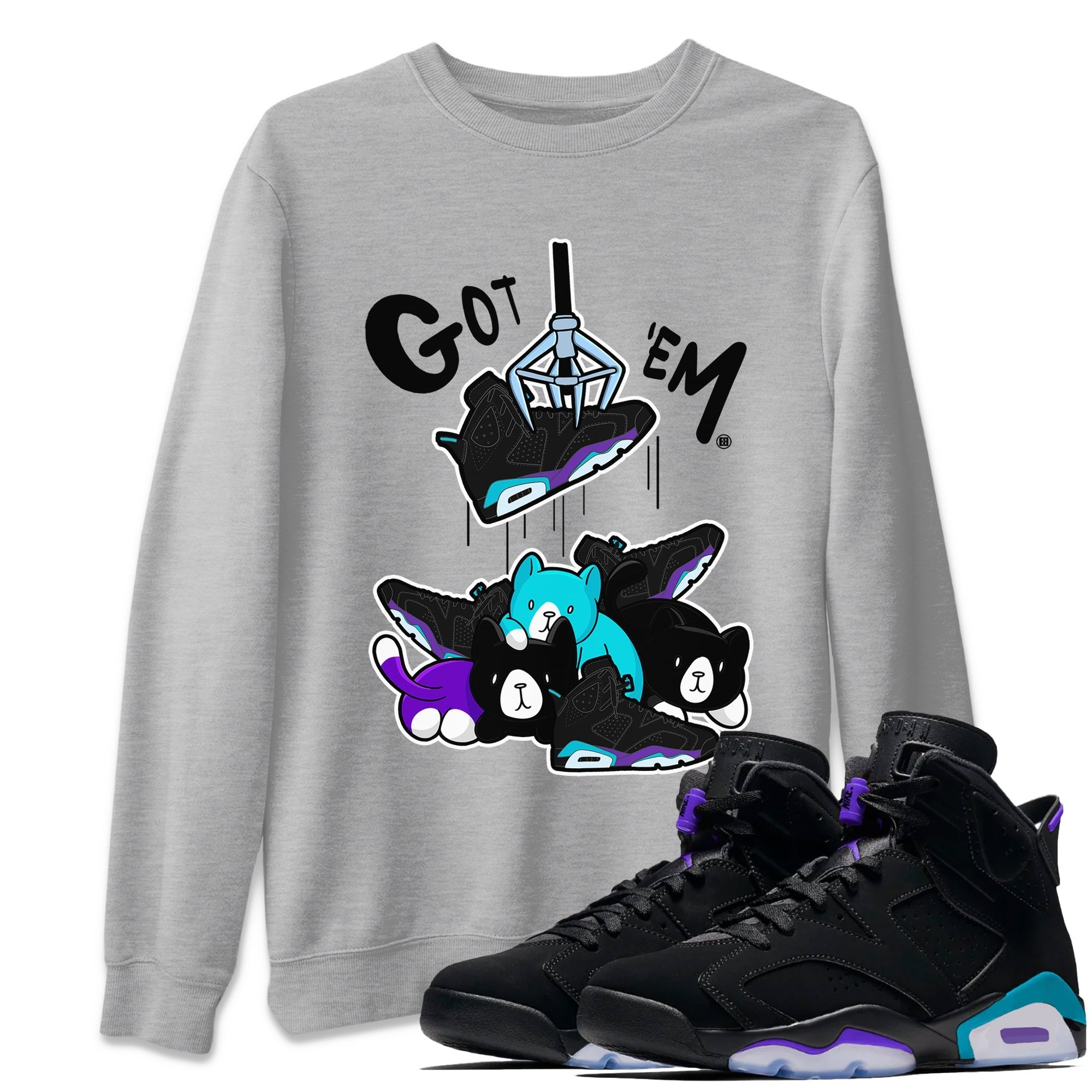 6s Aqua Sneaker Match Tees Tresure Hunter Streetwear Sneaker Shirt Air Jordan 6 Aqua Sneaker Release Tees Unisex Shirts Heather Grey 1