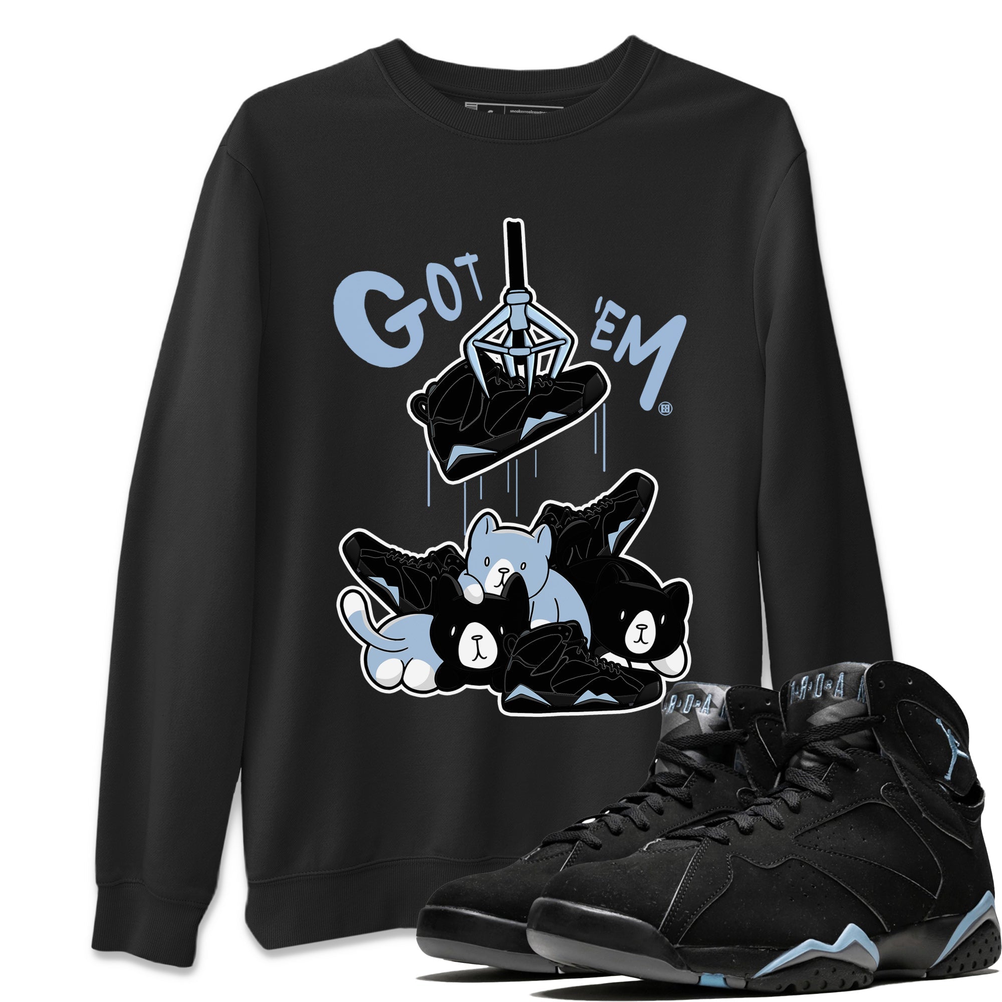 AJ7 Chambray Sneaker Match Tees Treasure Hunter Streetwear Sneaker Shirt Air Jordan 7 Chambray Sneaker Release Tees Unisex Shirts Black 1