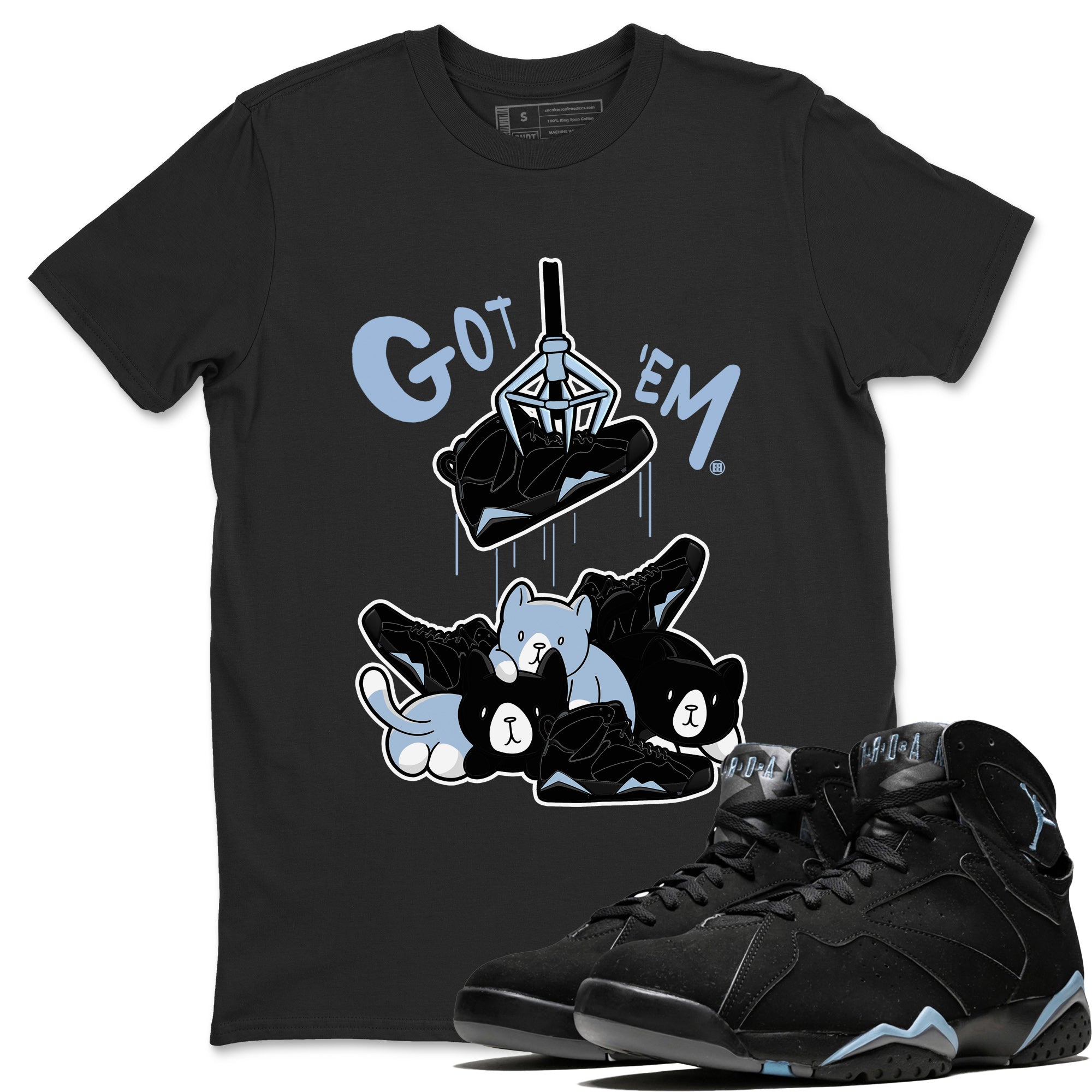 AJ7 Chambray Sneaker Match Tees Treasure Hunter Streetwear Sneaker Shirt Air Jordan 7 Chambray Sneaker Release Tees Unisex Shirts Black 1