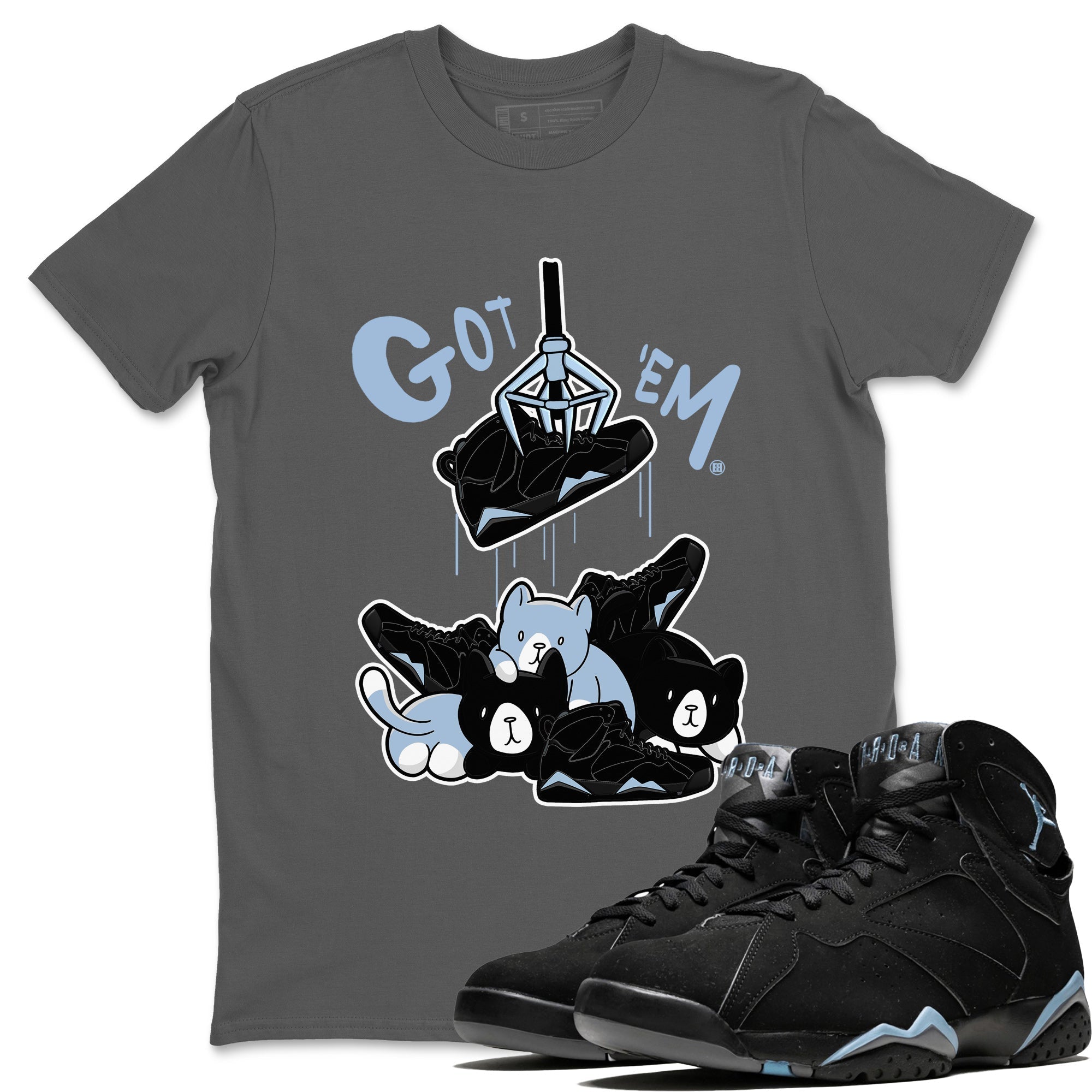 AJ7 Chambray Sneaker Match Tees Treasure Hunter Streetwear Sneaker Shirt Air Jordan 7 Chambray Sneaker Release Tees Unisex Shirts Cool Grey 1