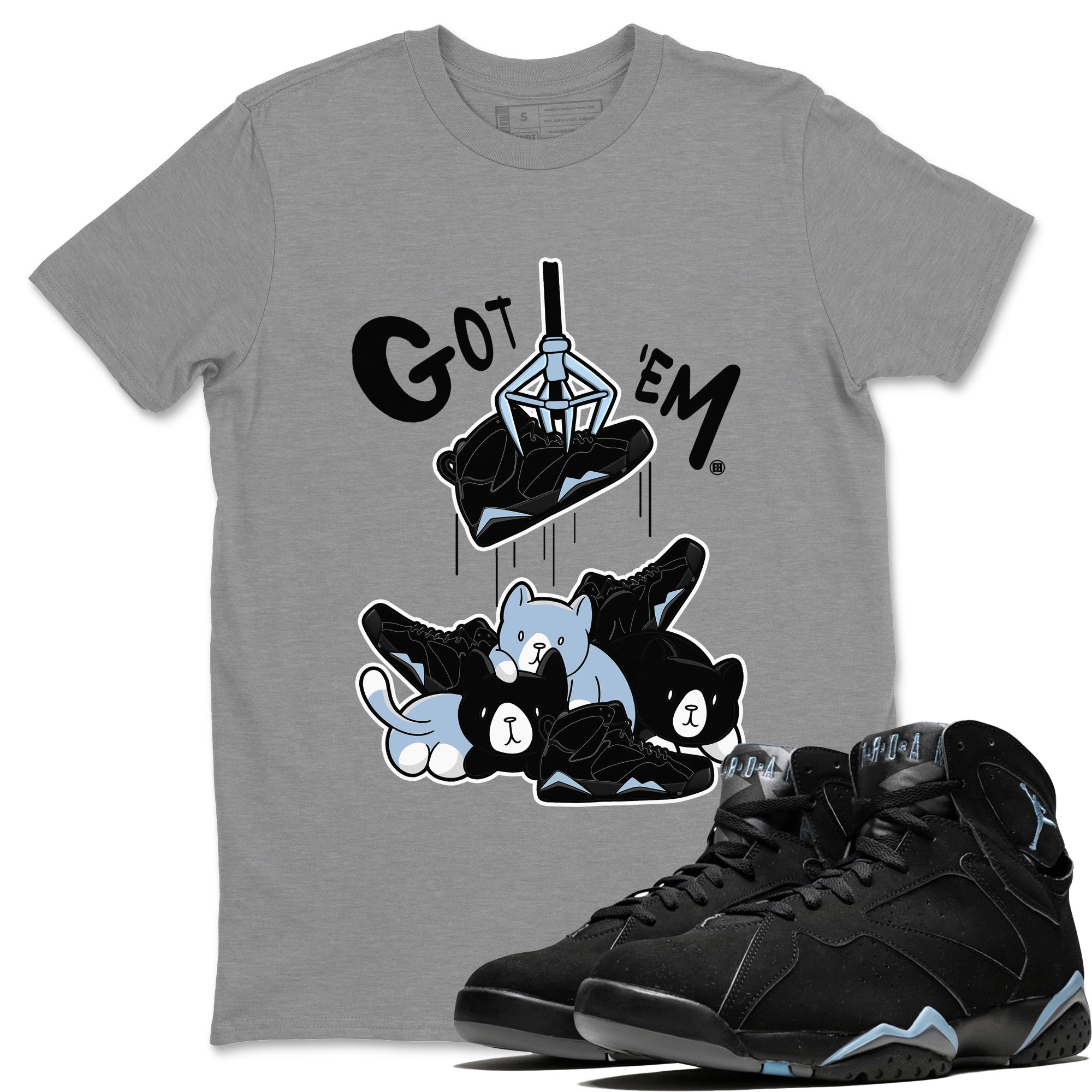 AJ7 Chambray Sneaker Match Tees Tresure Hunter Streetwear Sneaker Shirt Air Jordan 7 Chambray Sneaker Release Tees Unisex Shirts Heather Grey 1