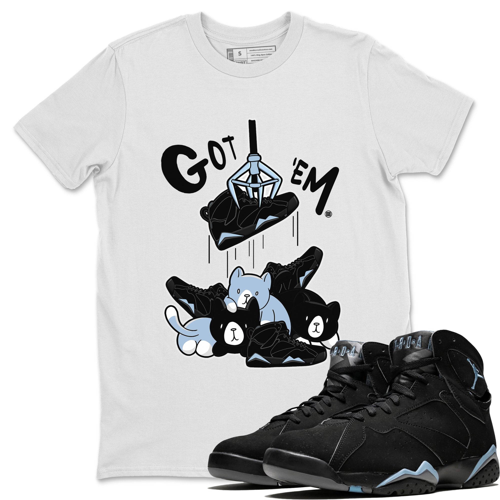AJ7 Chambray Sneaker Match Tees Tresure Hunter Streetwear Sneaker Shirt Air Jordan 7 Chambray Sneaker Release Tees Unisex Shirts White 1