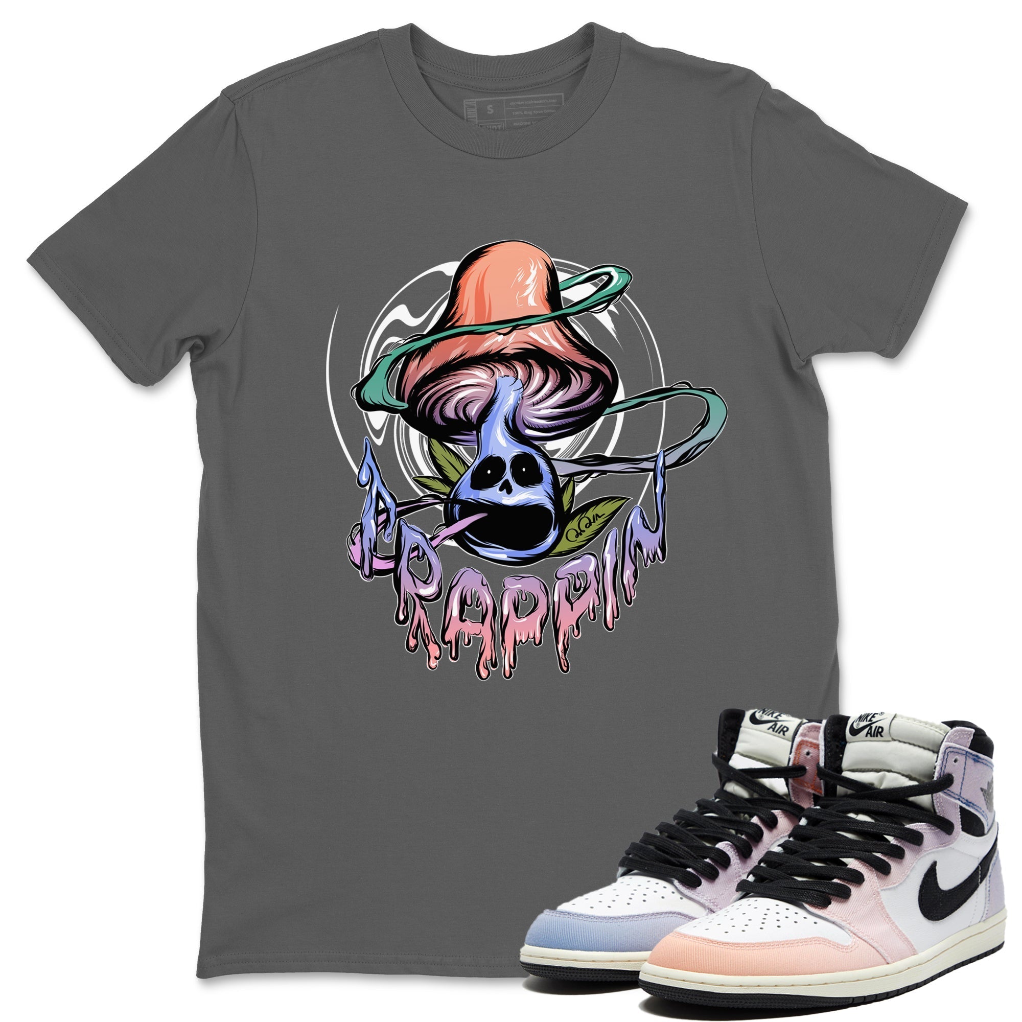 Air Jordan 1 Skyline Trippin Mushroom Crew Neck Sneaker Tees Air Jordan 1 Skyline Sneaker T-Shirts Washing and Care Tip