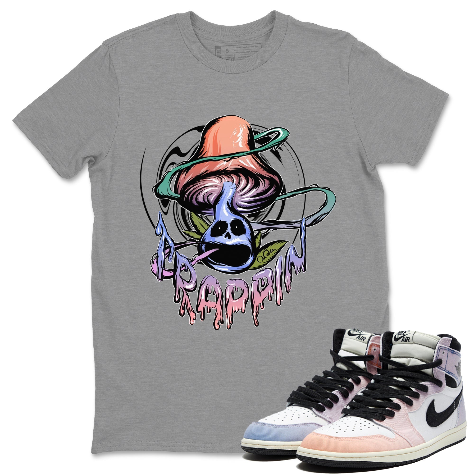 Air Jordan 1 Skyline Trippin Mushroom Crew Neck Sneaker Tees Air Jordan 1 Skyline Sneaker T-Shirts Size Chart